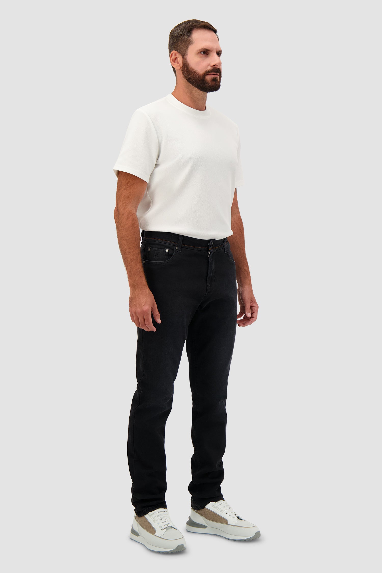 Richard J. Brown Black Denim Contrast Stitching Jeans