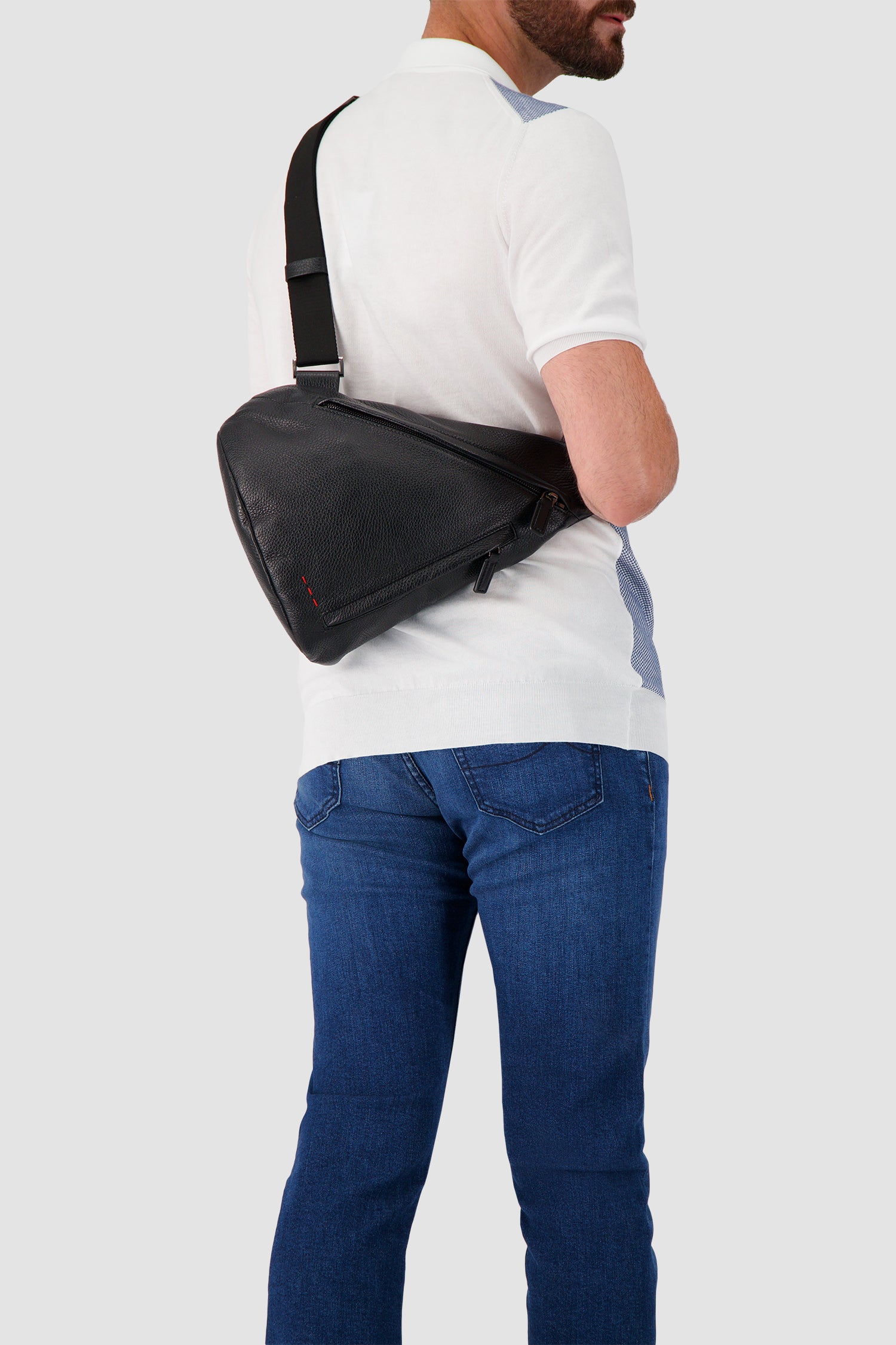 Kiton Black Deerskin Mono Crossbody