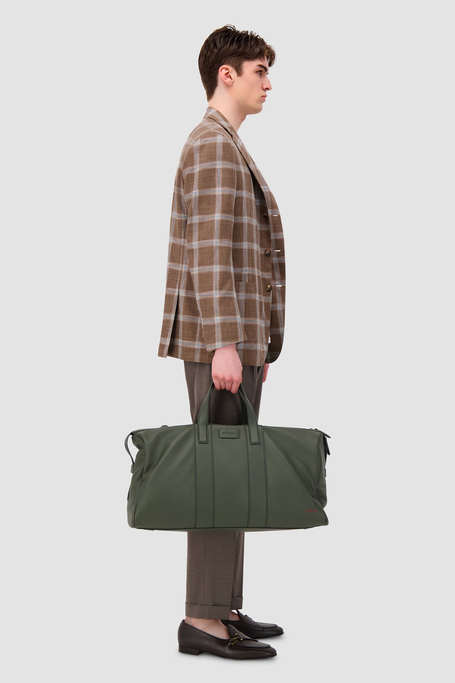 Kiton Military Green Deerskin Travel Bag