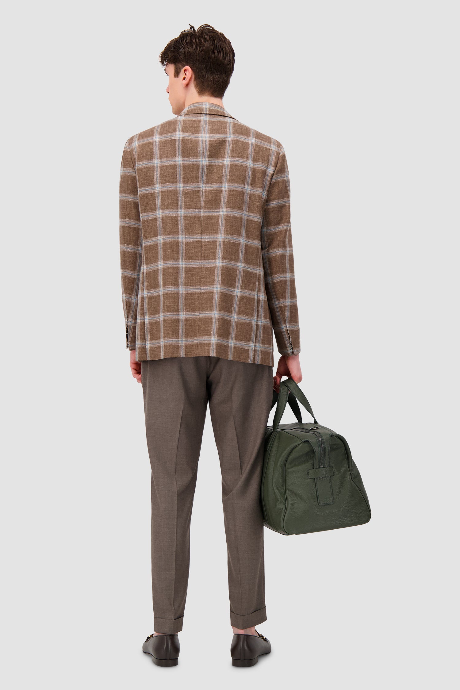 Kiton Military Green Deerskin Travel Bag