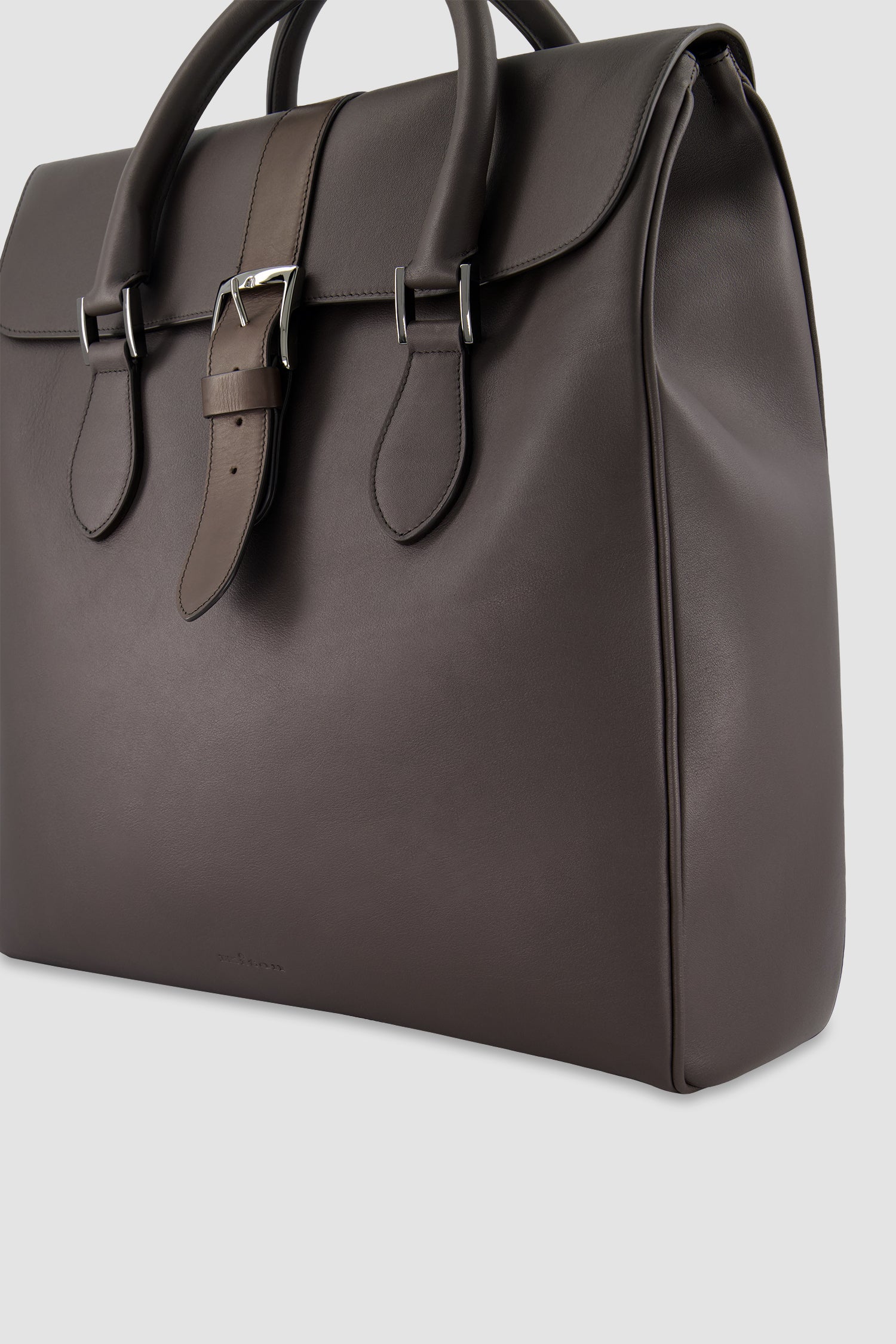 Sac Shopper Kiton en Cuir de Veau Marron Foncé