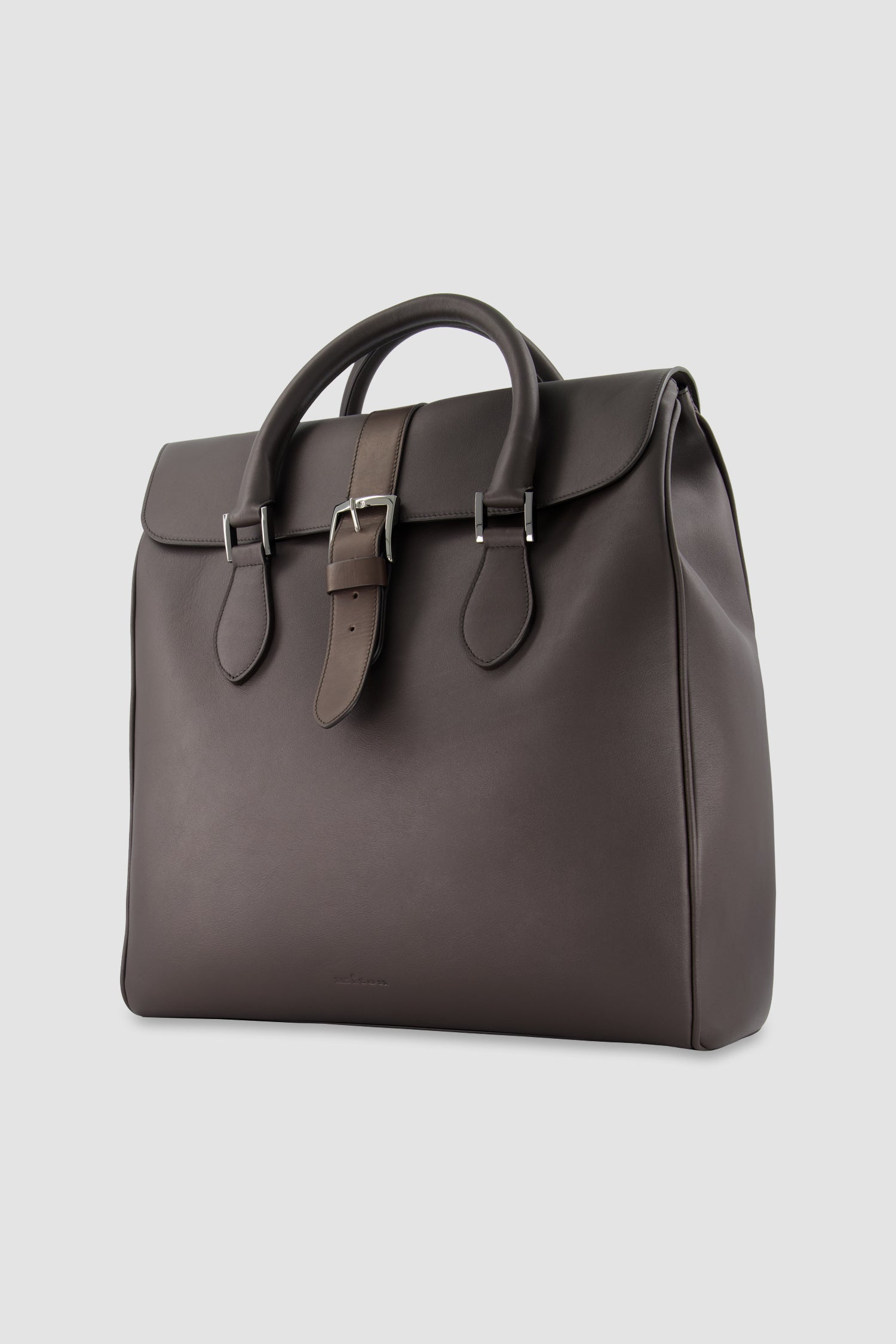Sac Shopper Kiton en Cuir de Veau Marron Foncé