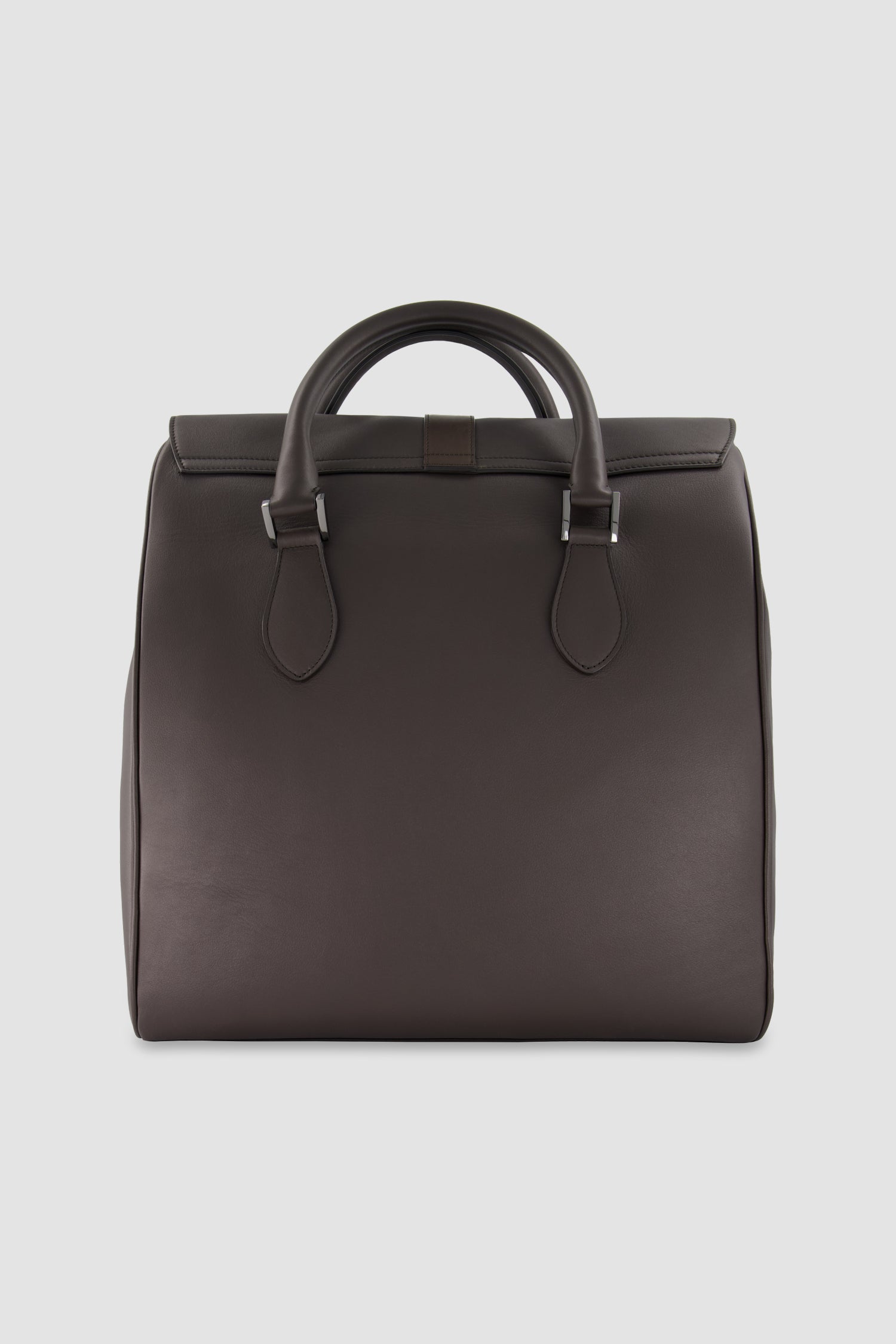 Sac Shopper Kiton en Cuir de Veau Marron Foncé