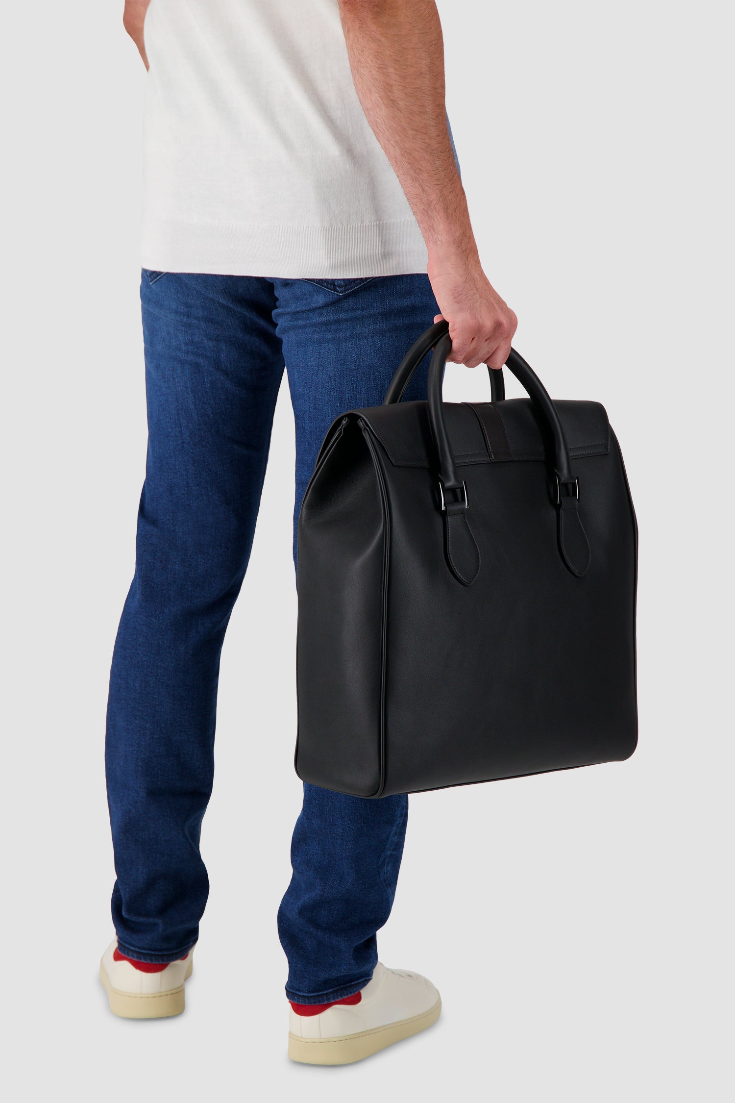 Kiton Black Calfskin Shopper Bag