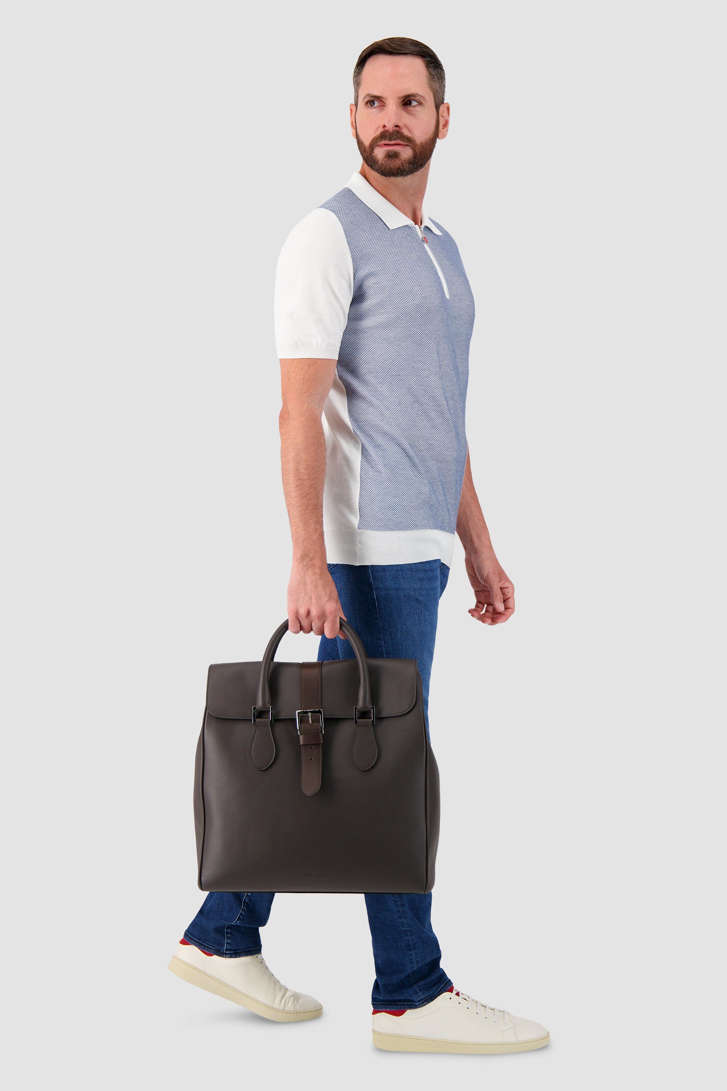 Kiton Brown Calfskin Shopper Bag