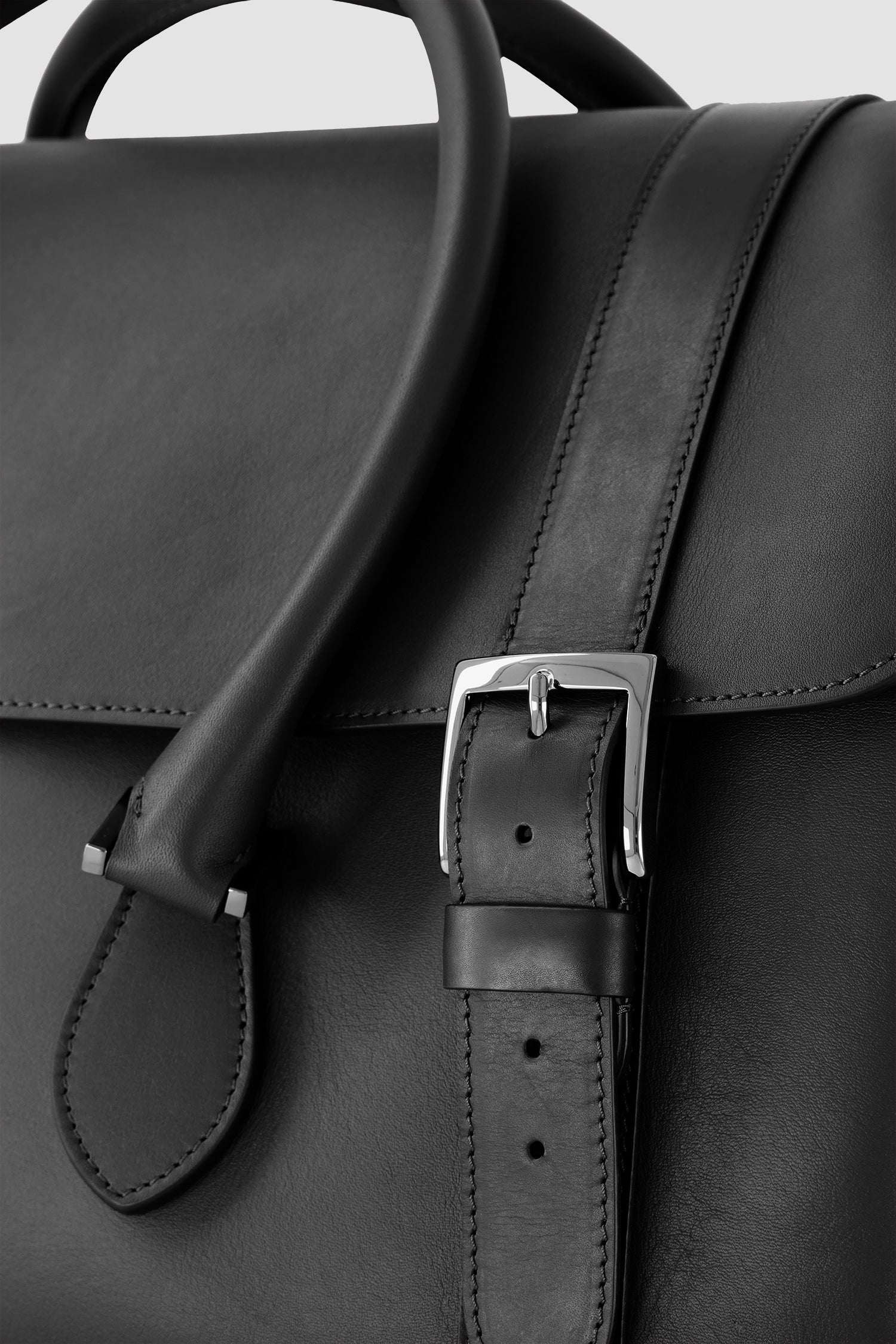 Kiton Black Calfskin Shopper Bag