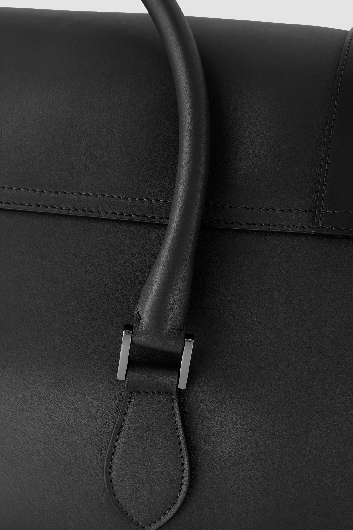 Kiton Black Calfskin Shopper Bag