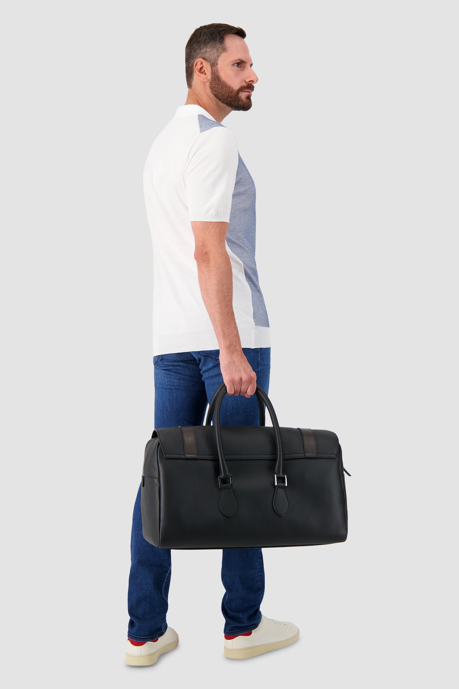 Kiton Black Calfskin Shopper Bag