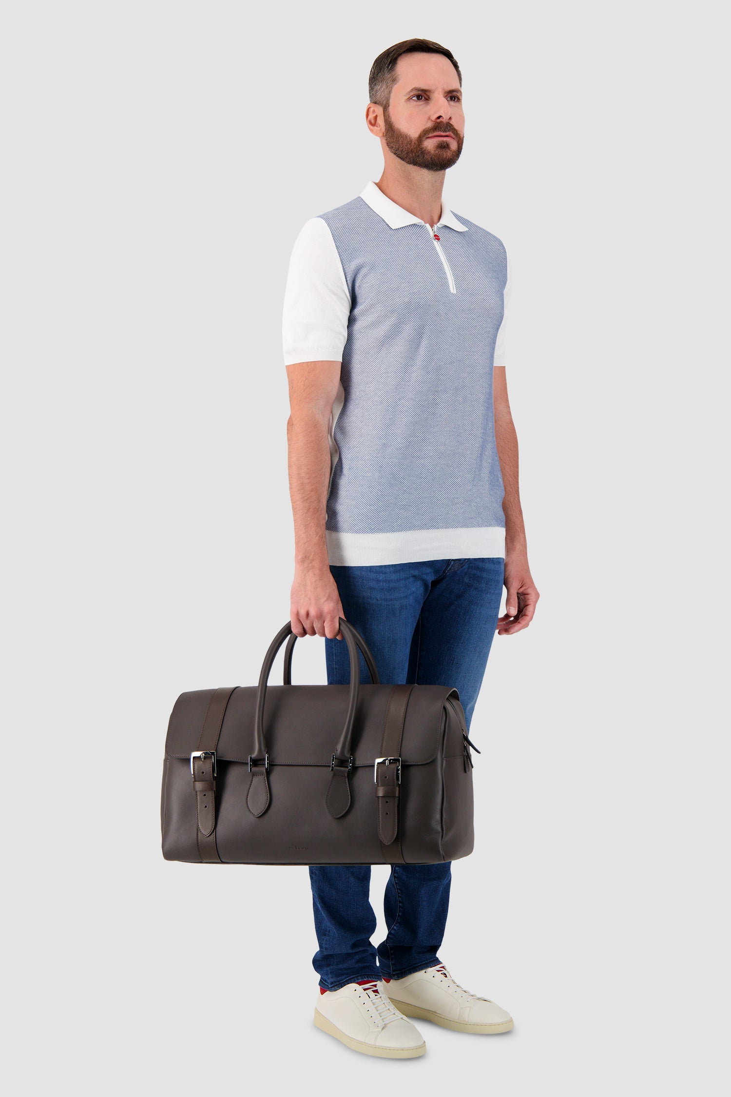 Kiton Dark Brown Calfskin Shopper Bag