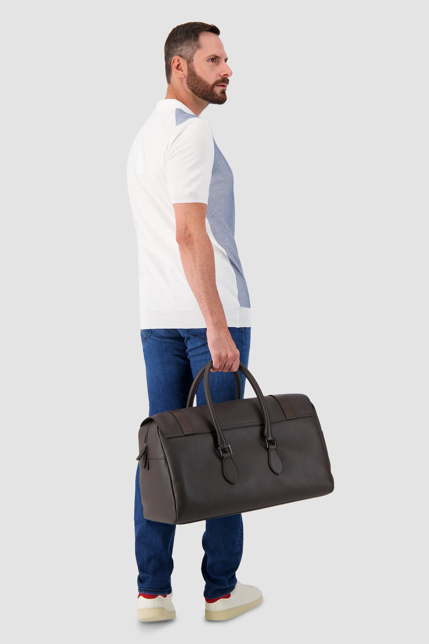 Kiton Dark Brown Calfskin Shopper Bag