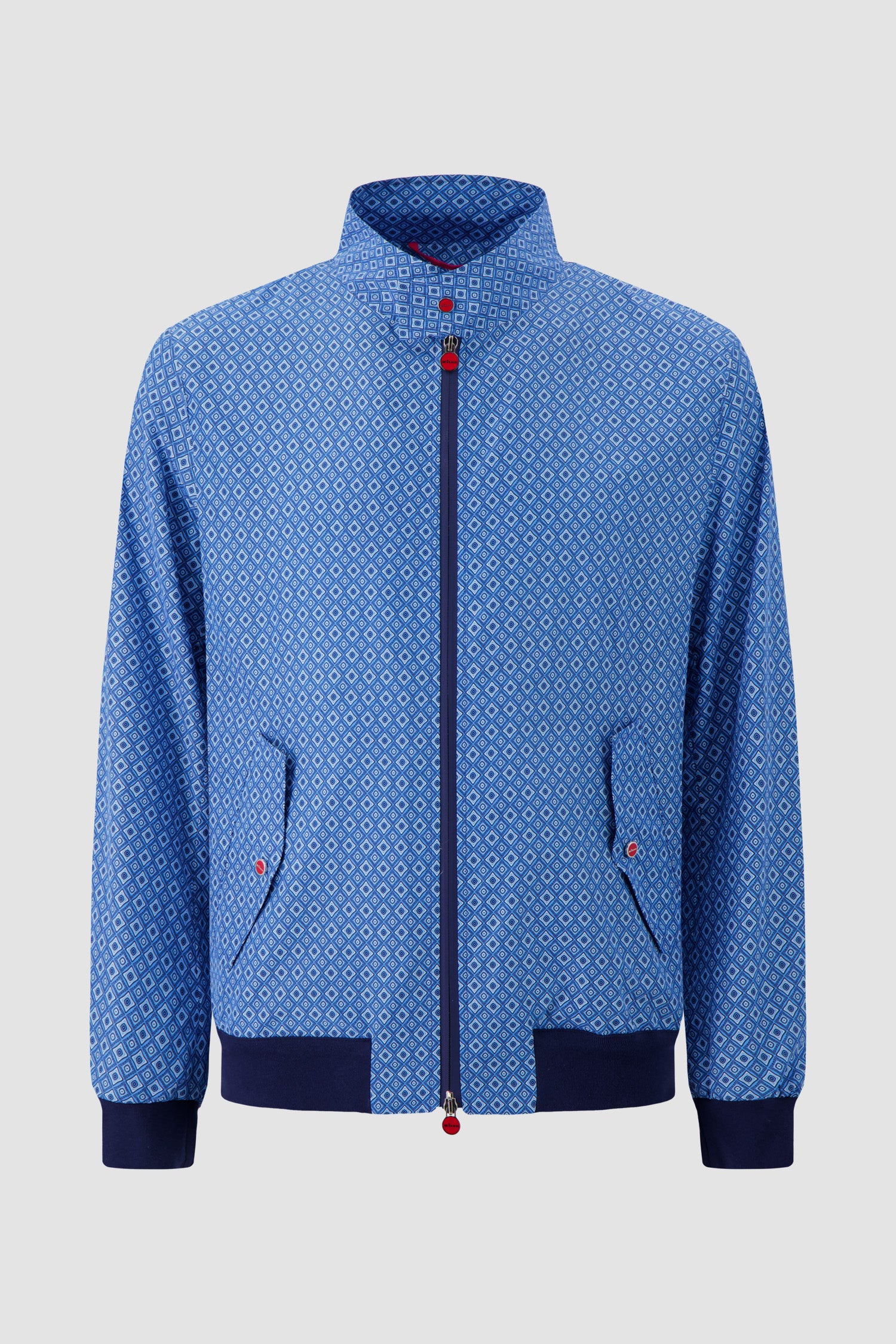 Veste zippée Kiton à imprimé géométrique bleu