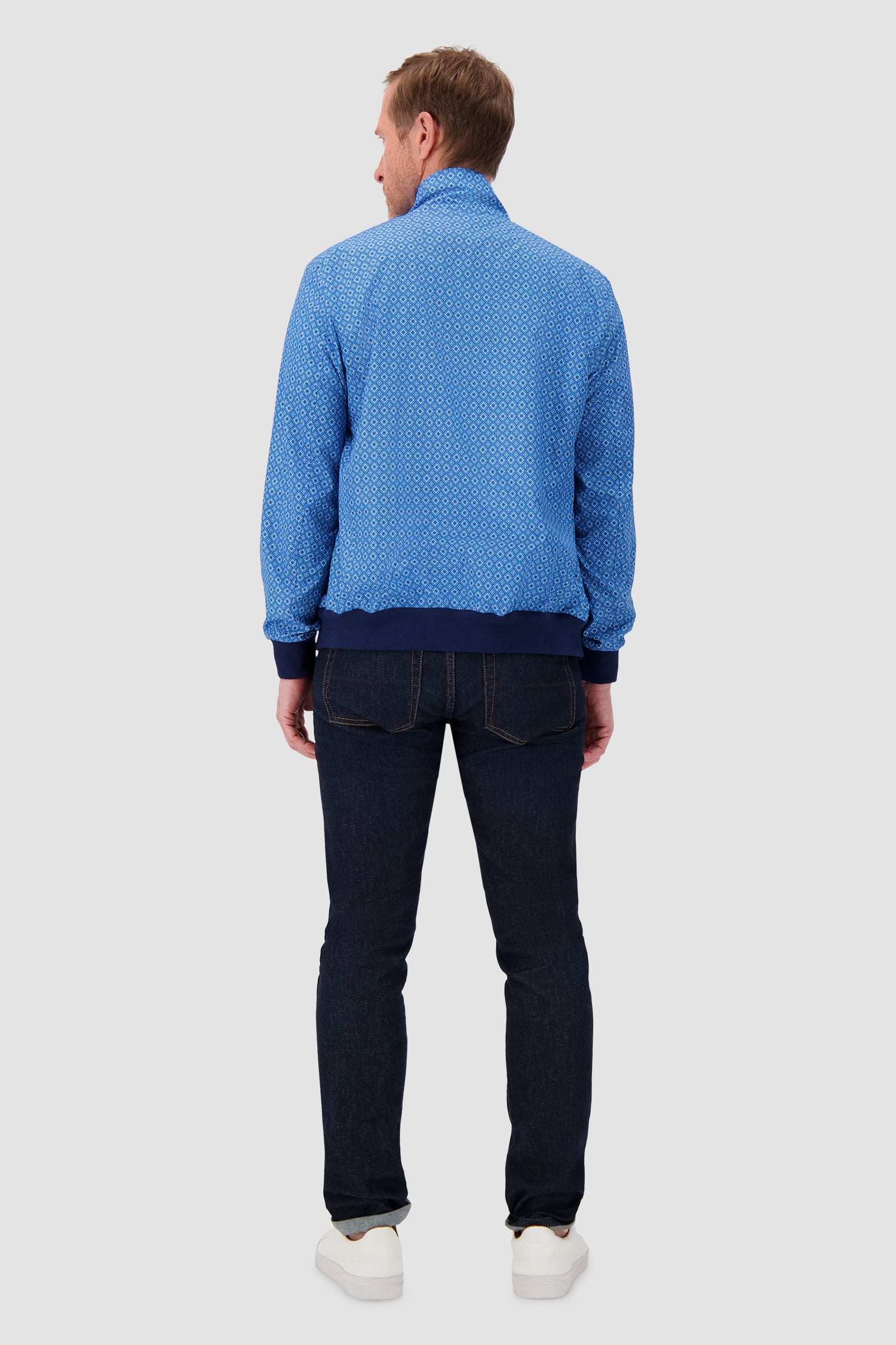Kiton Blue Geometric Print Zip Jacket