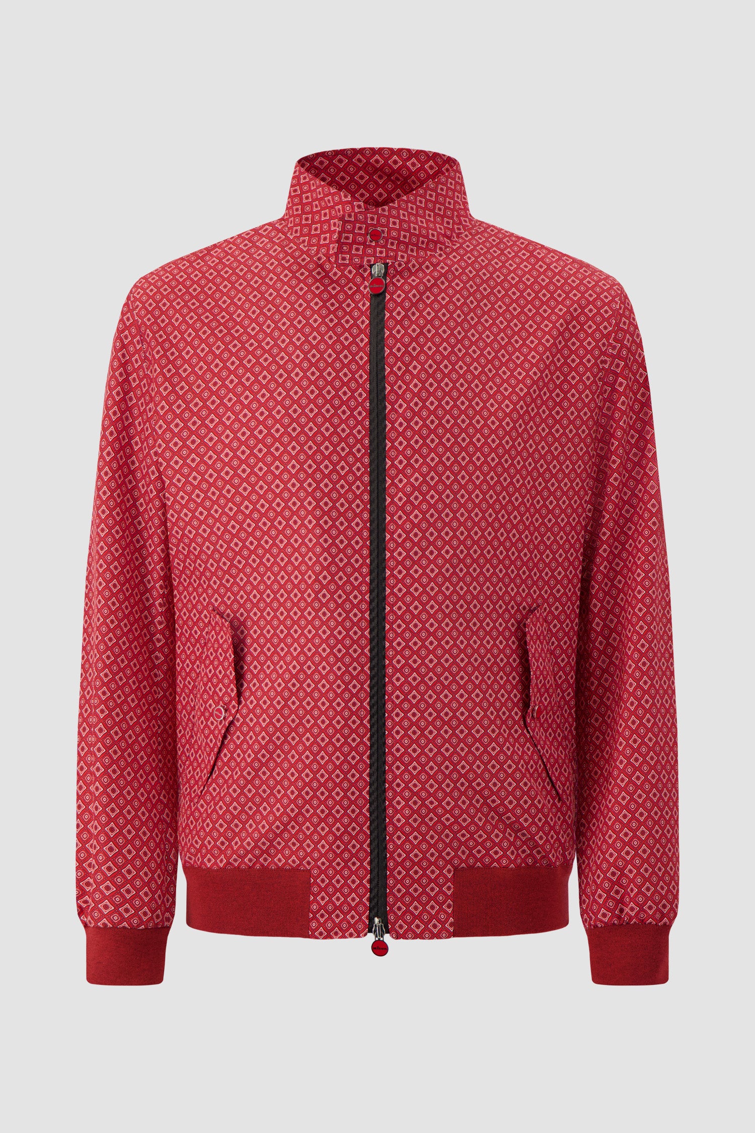 Kiton Red Geometric Print Zip Jacket