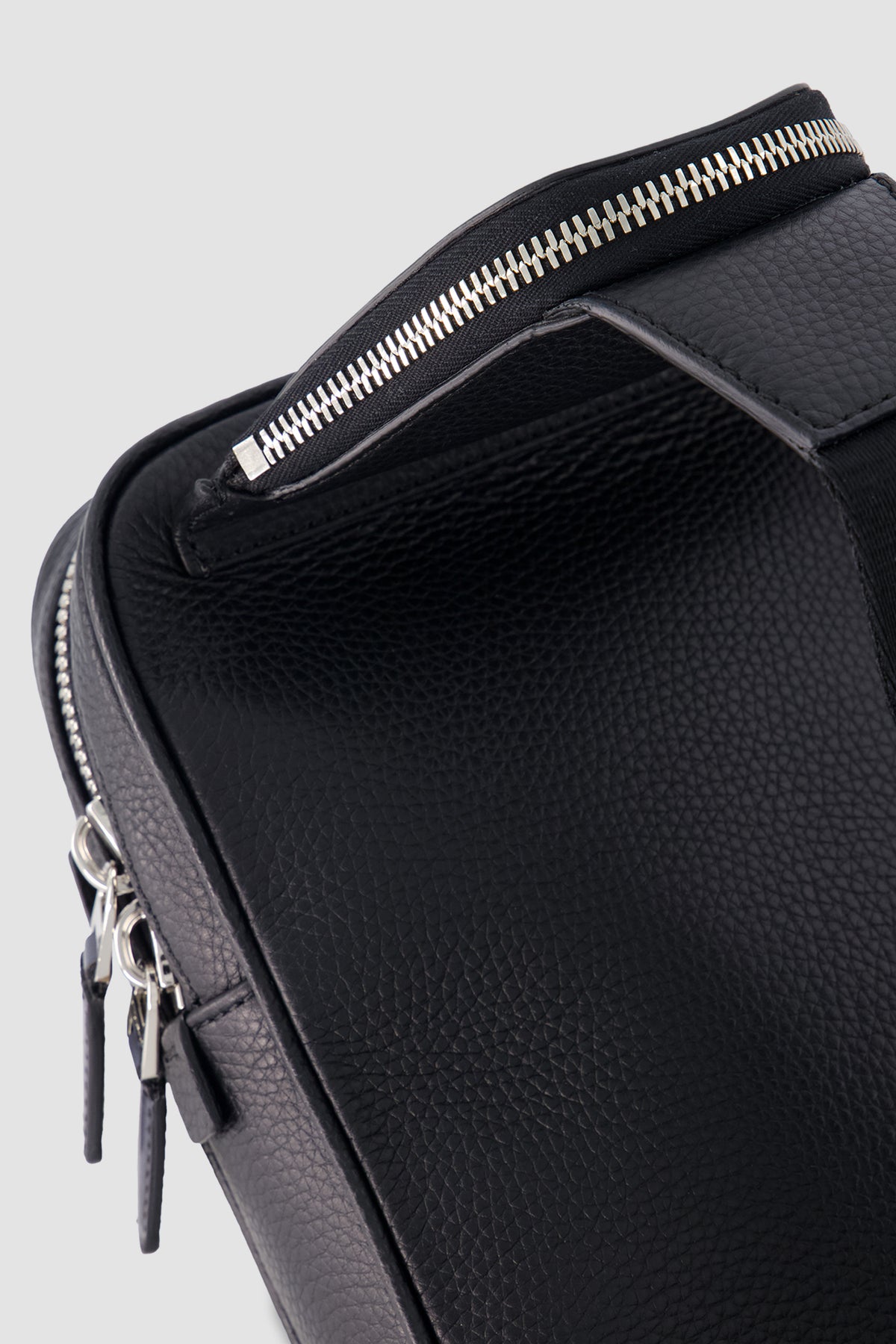 Santoni Black Leather Cross-Body Bag