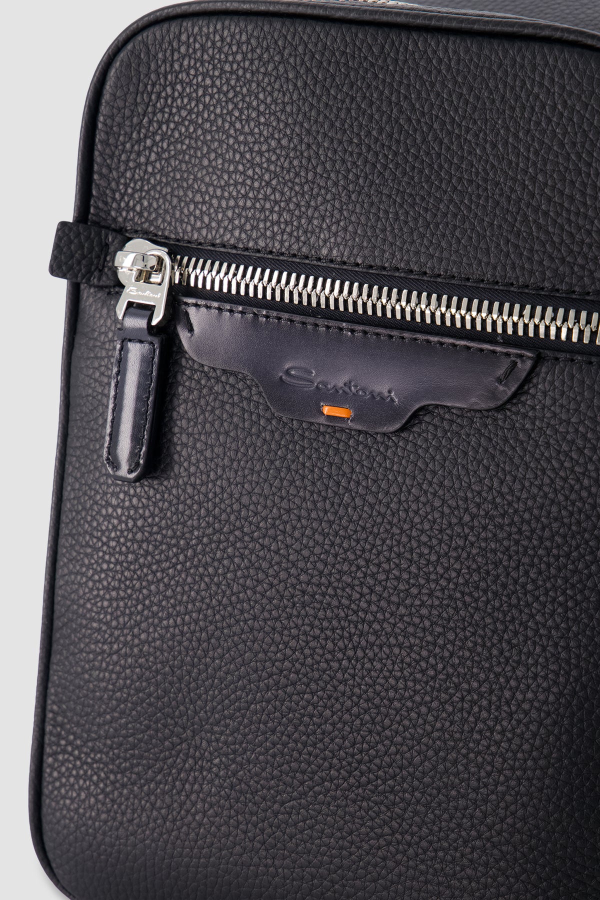 Santoni Black Leather Cross-Body Bag