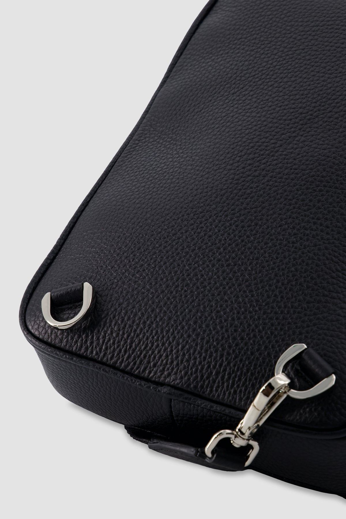 Santoni Black Leather Cross-Body Bag
