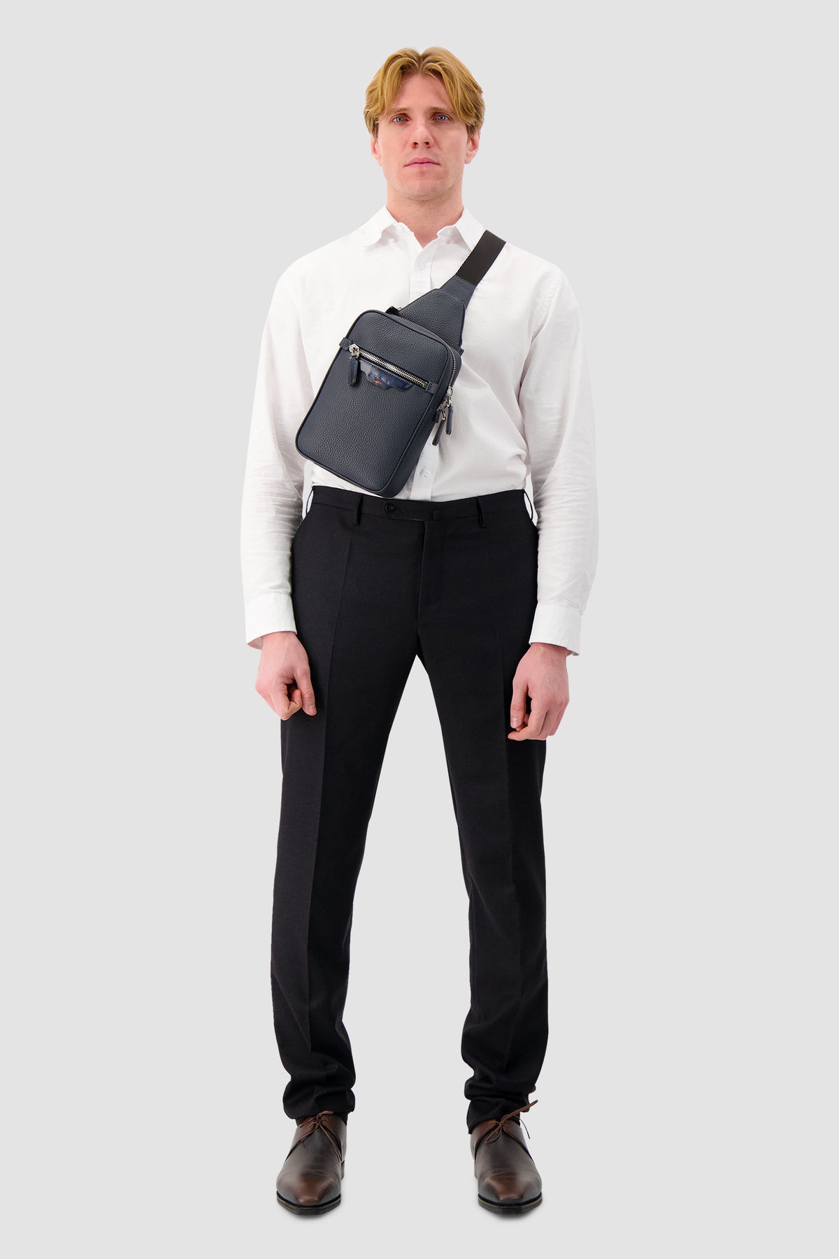 Santoni Navy Leather Cross-body Bag