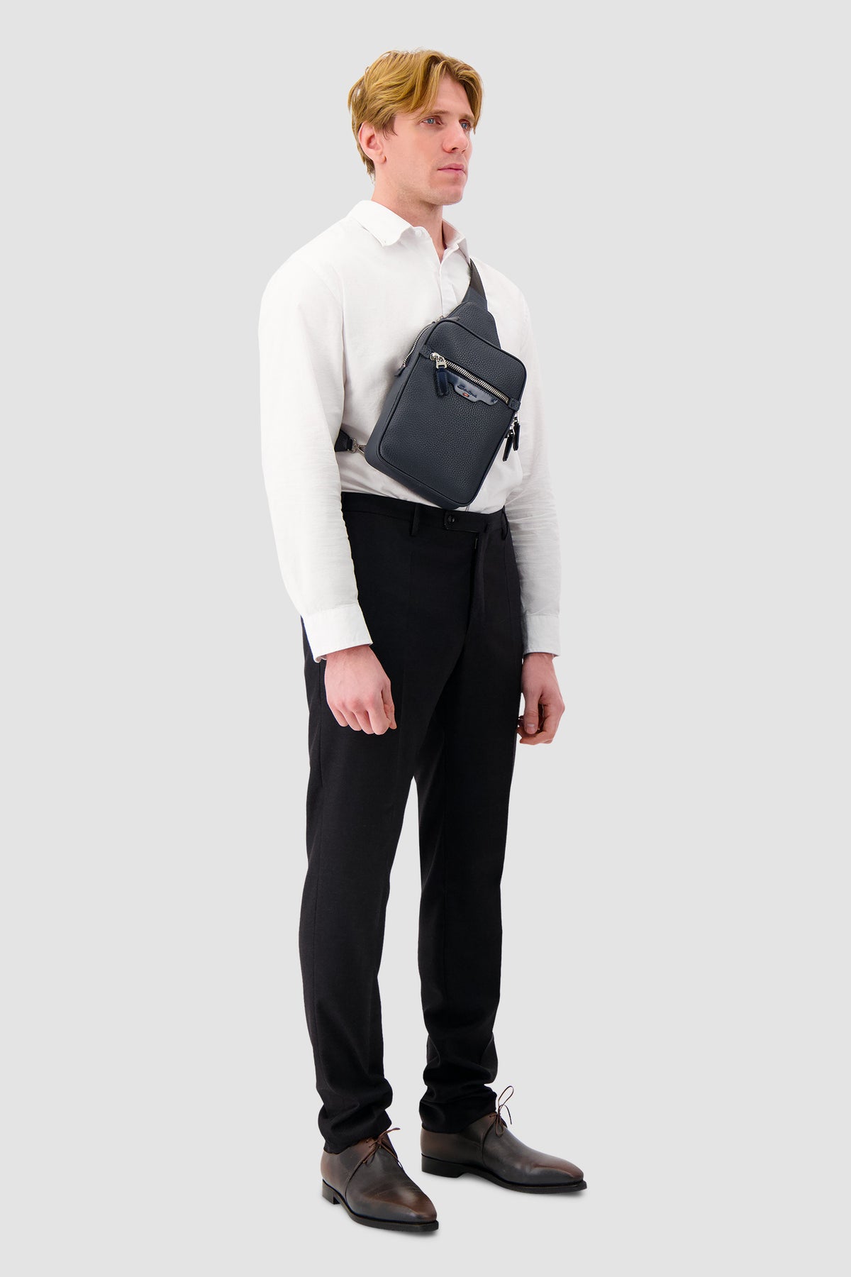 Santoni Navy Leather Cross-body Bag