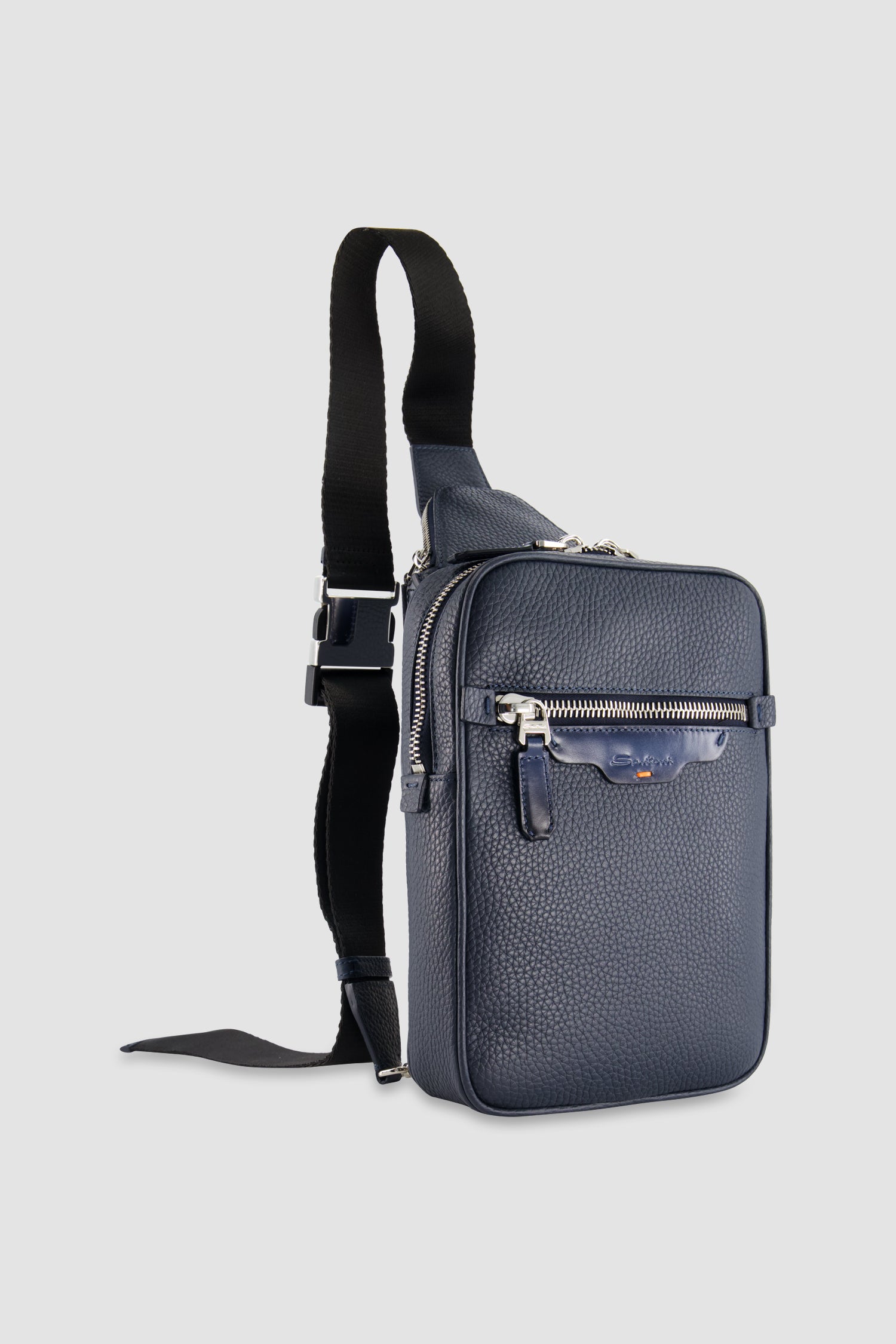 Santoni Navy Leather Cross-body Bag