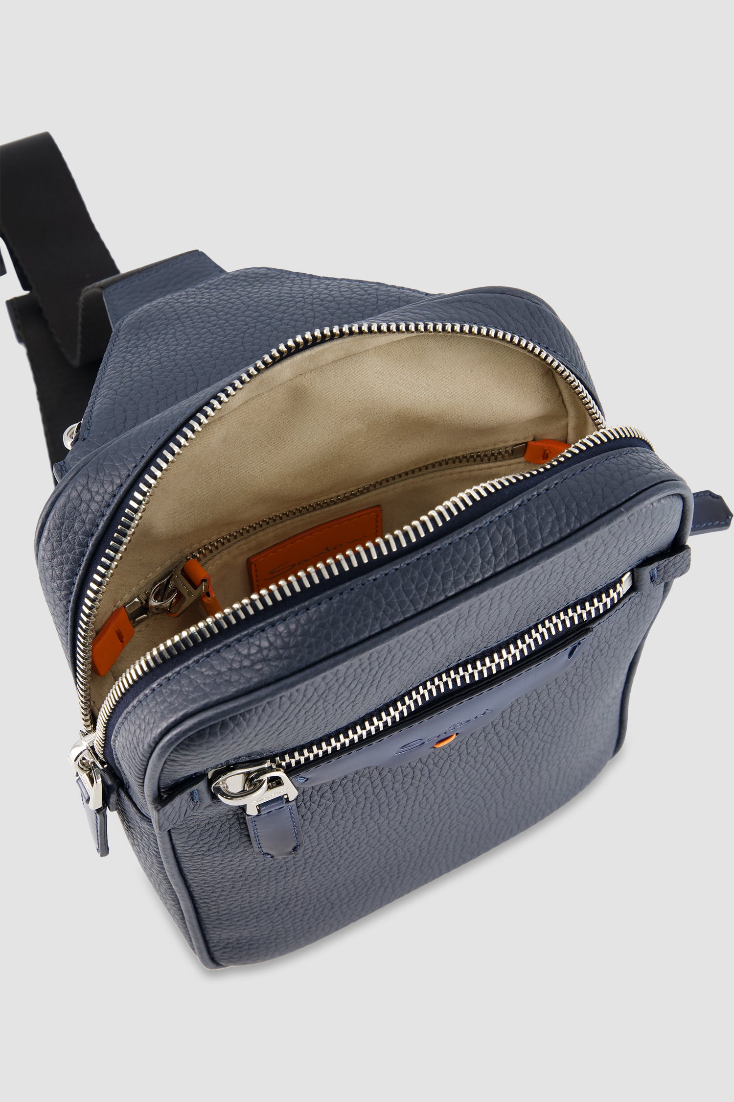 Santoni Navy Leather Cross-body Bag