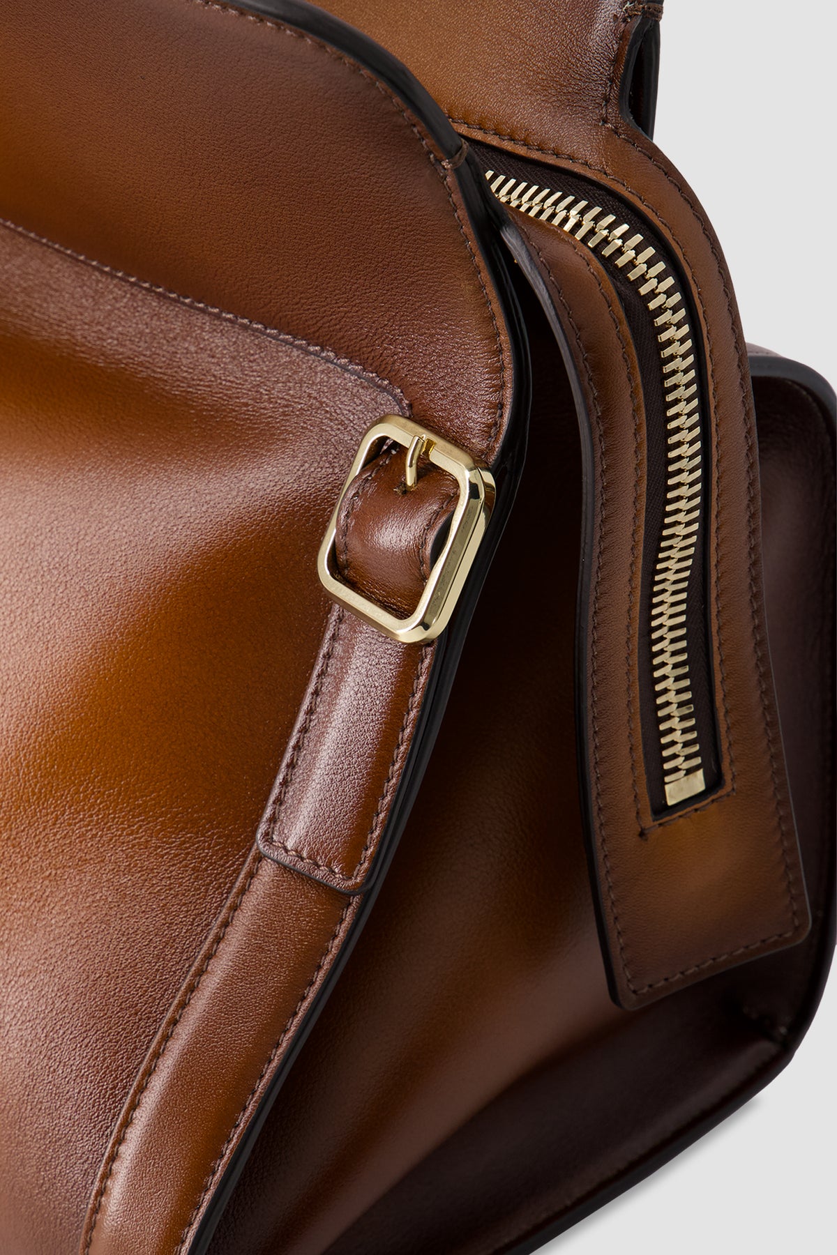 Santoni Cognac Leather Business Bag