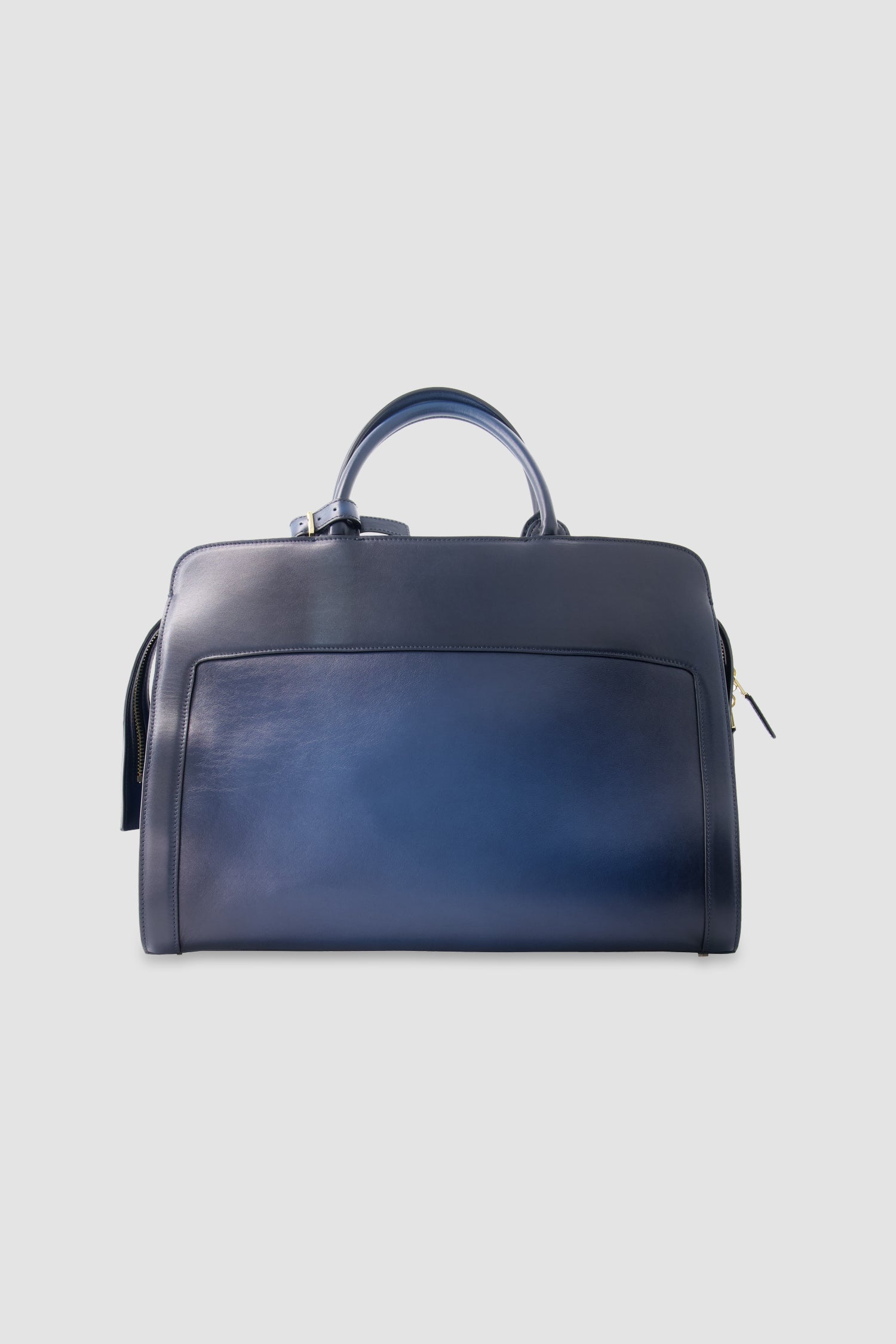 Santoni Navy Leather Business Bag