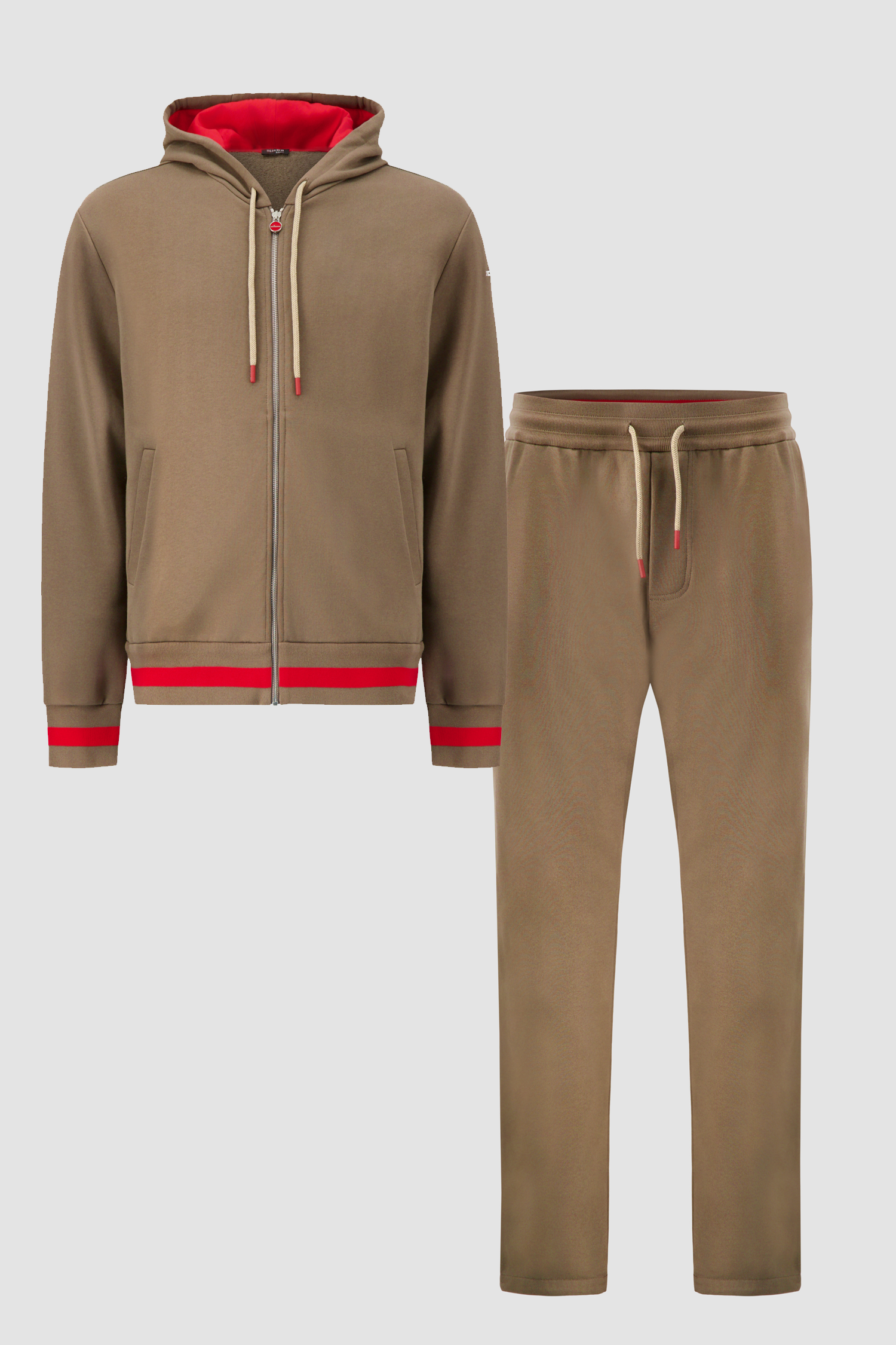 Kiton Olive Green/Red Cotton Tracksuit