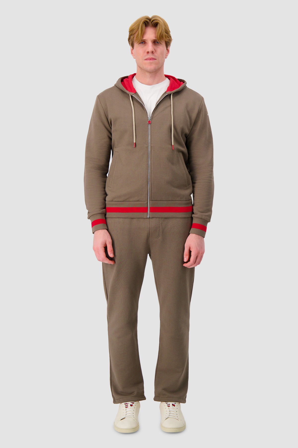Kiton Olive Green/Red Cotton Tracksuit