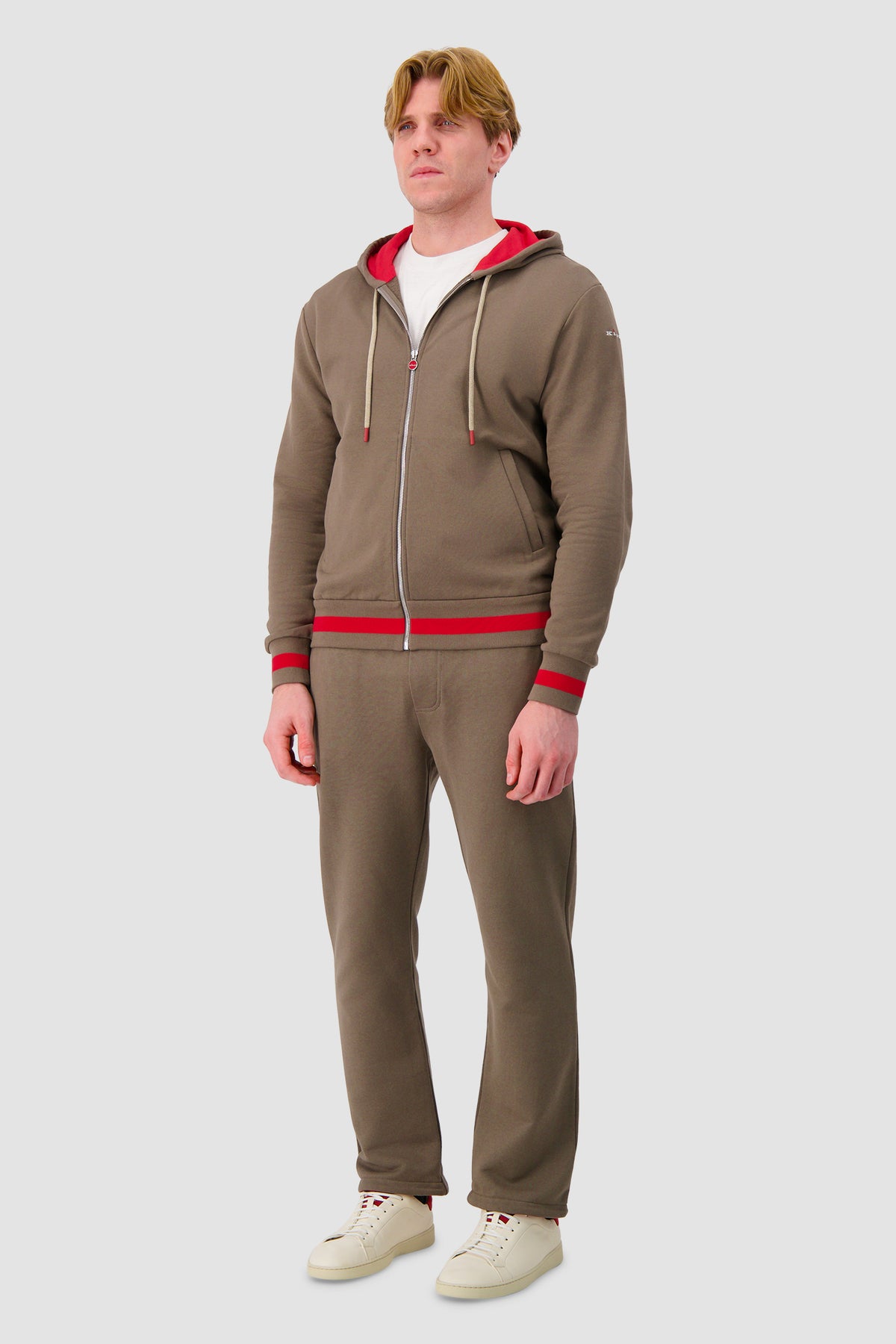 Kiton Olive Green/Red Cotton Tracksuit