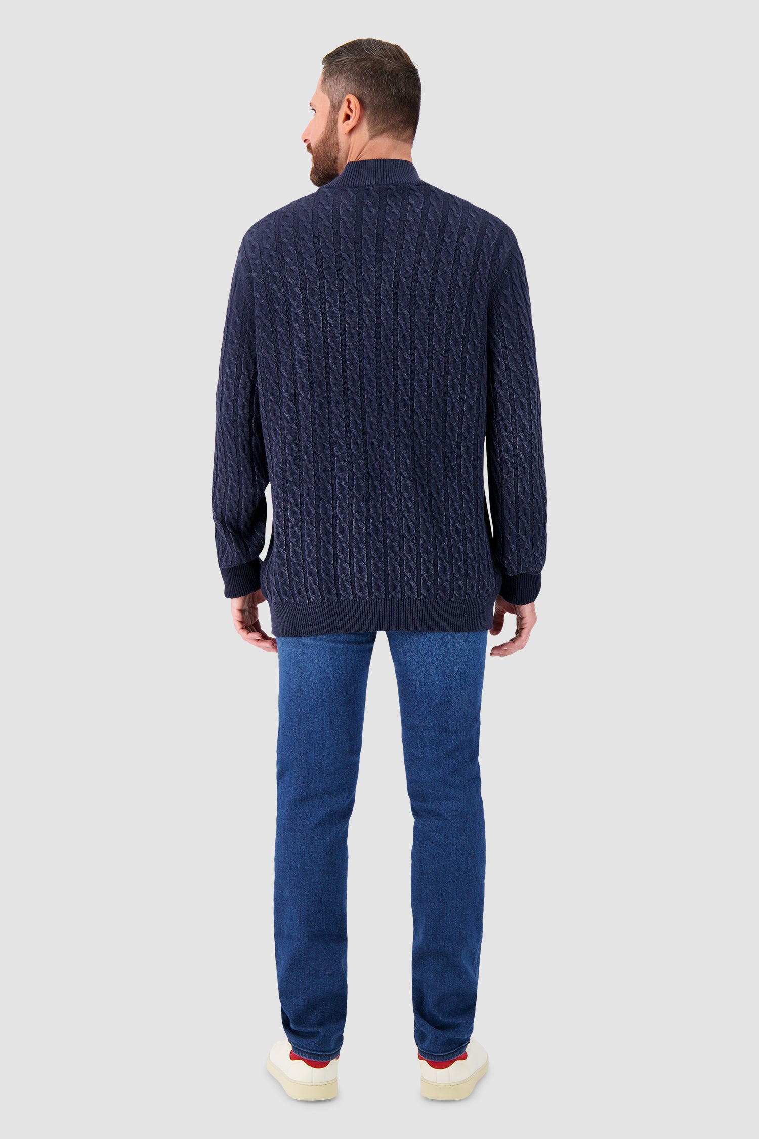 Kiton Navy Zip Cable Knit Sweater
