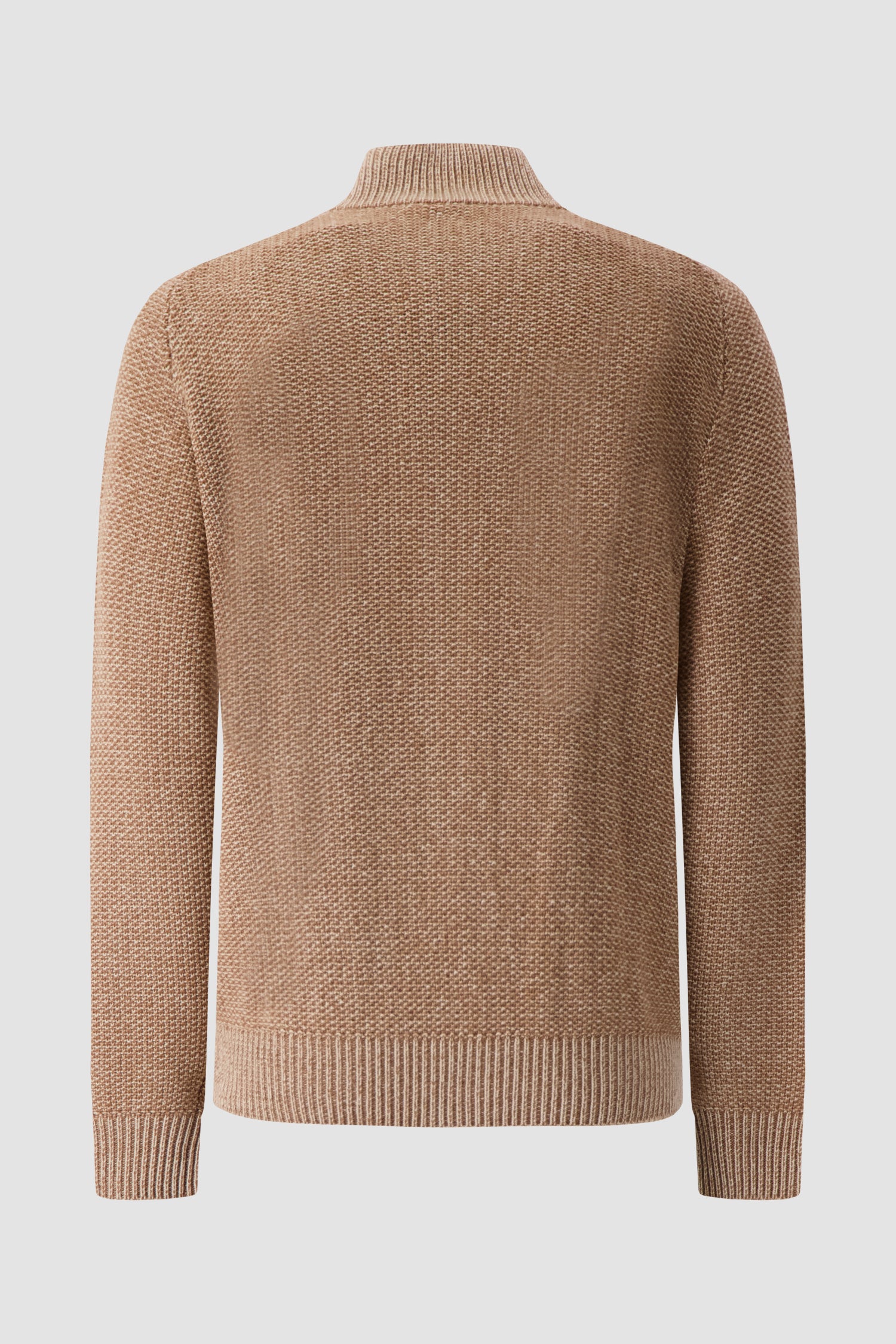 Kiton Taupe Cashmere Full Zip Mock Neck Cardigan