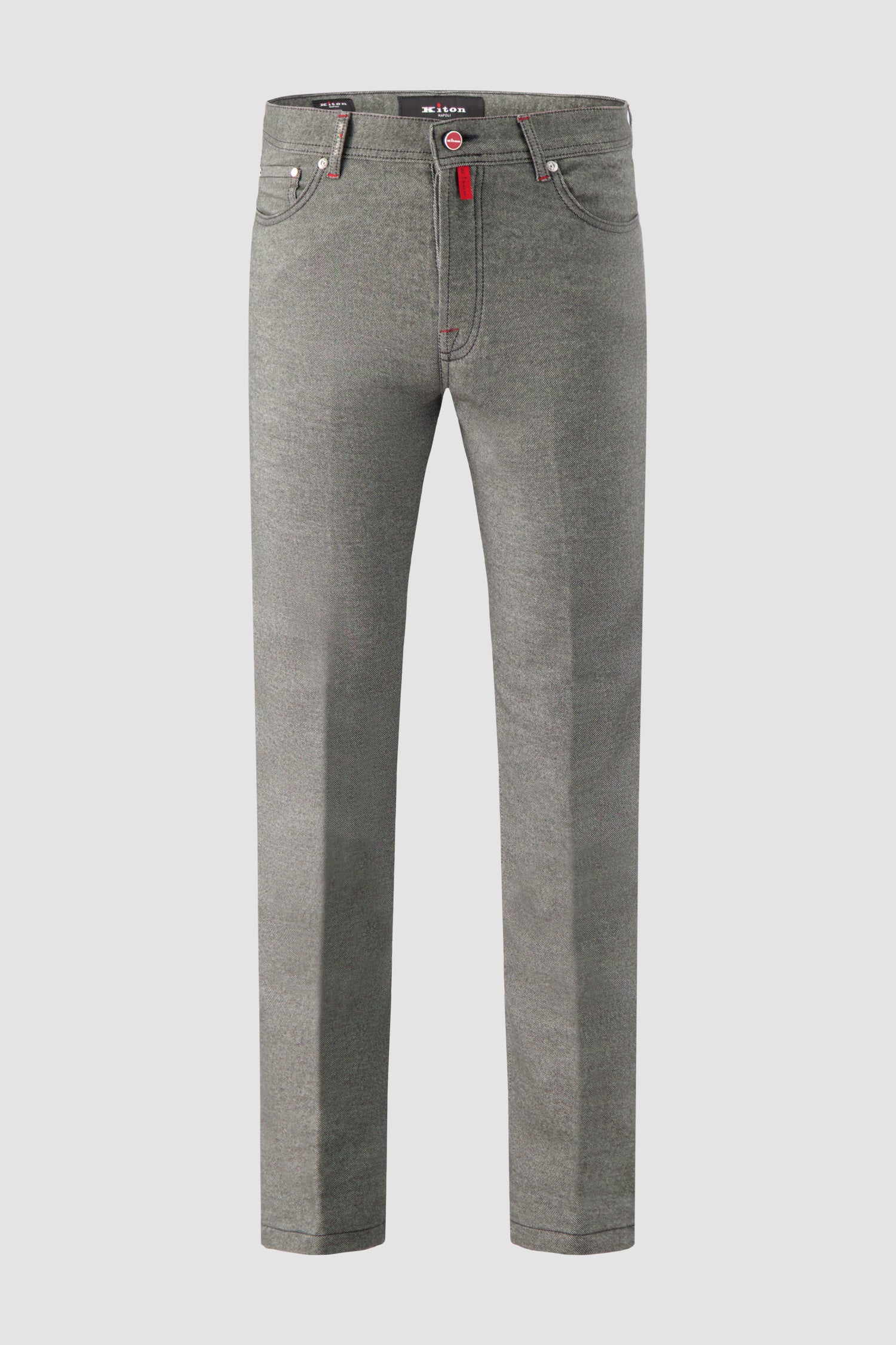 Kiton Grey Cotton Blend Five-Pocket Trousers