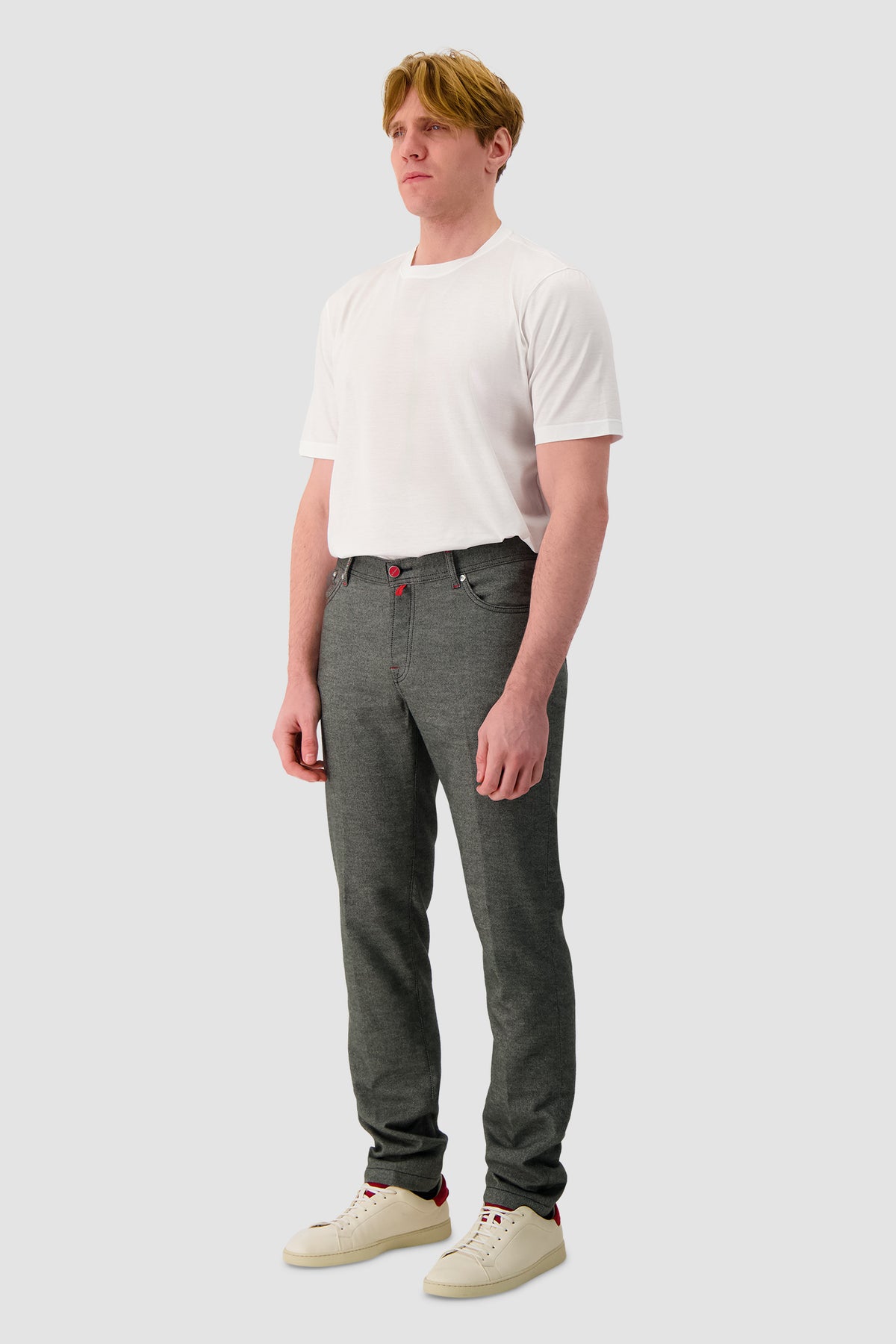 Kiton Grey Cotton Blend Five-Pocket Trousers