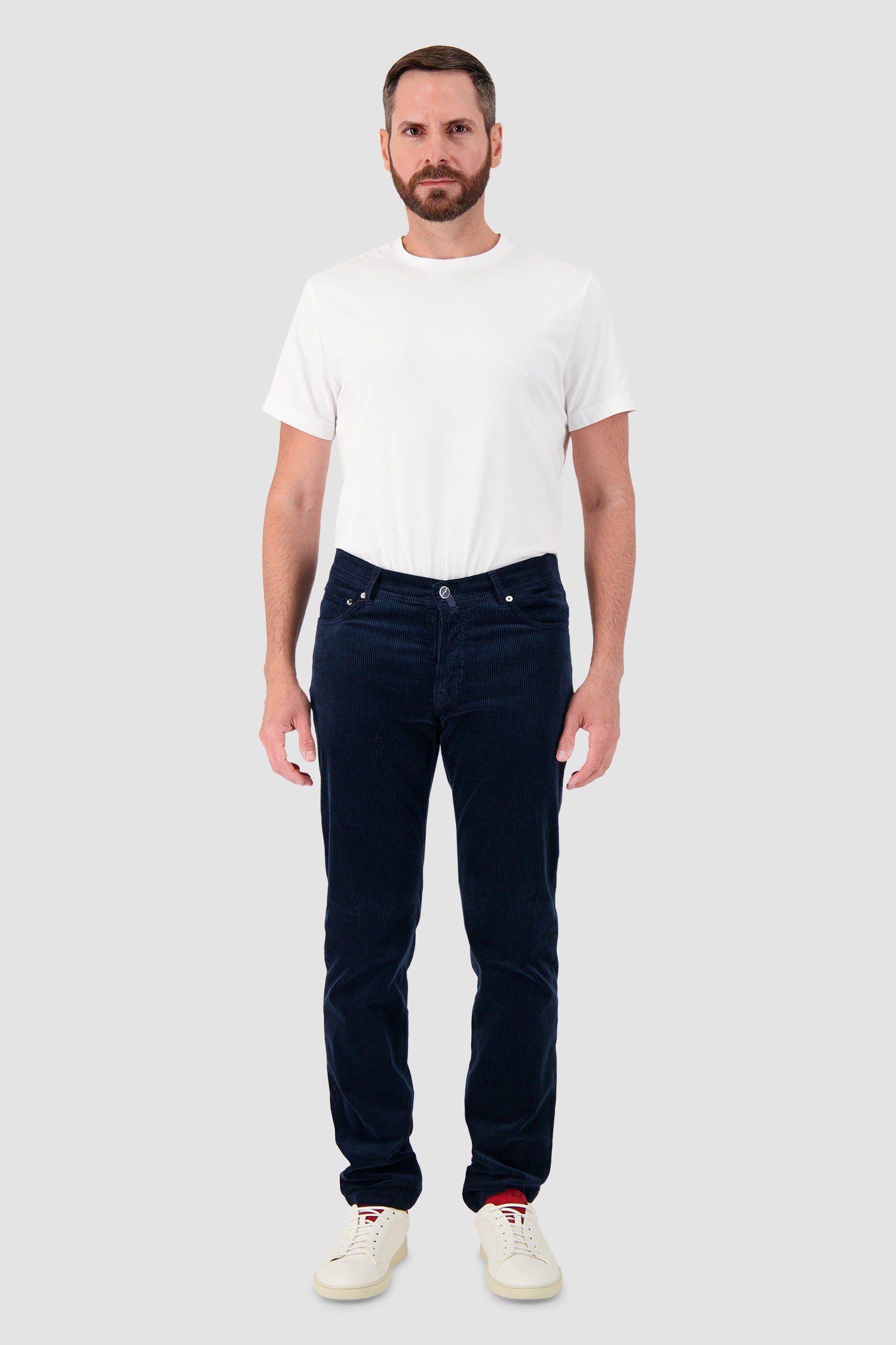 Pantalon en velours côtelé rouge Kiton