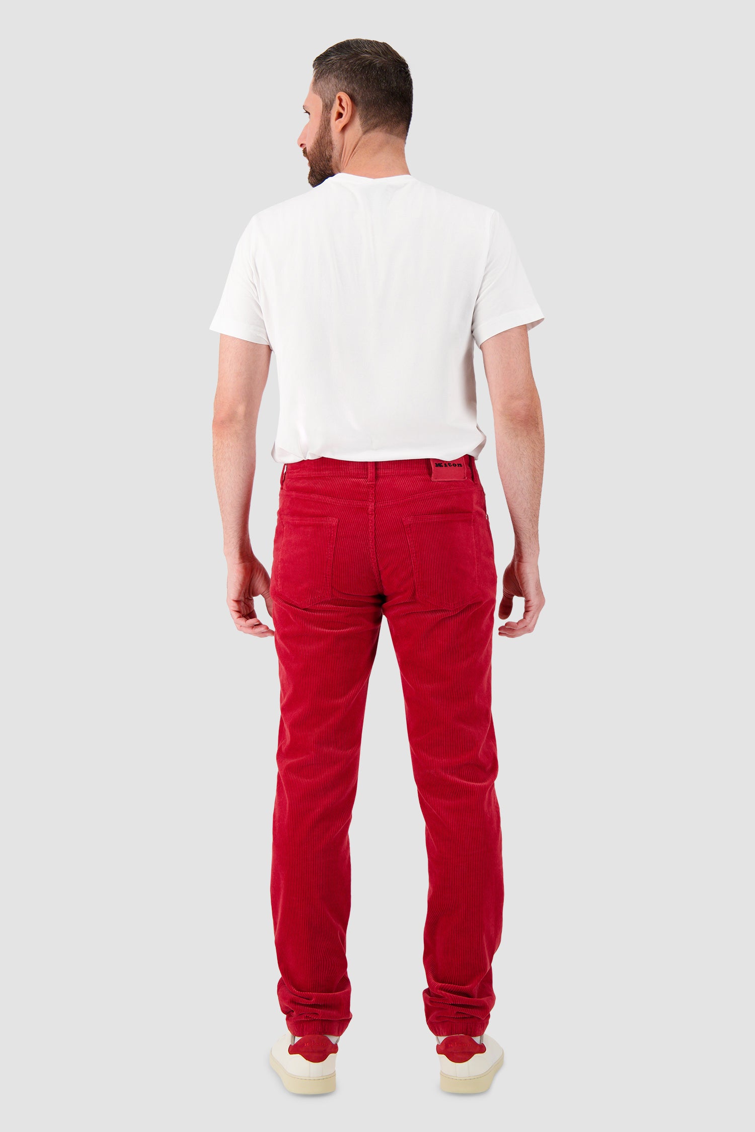 Pantalon en velours côtelé rouge Kiton