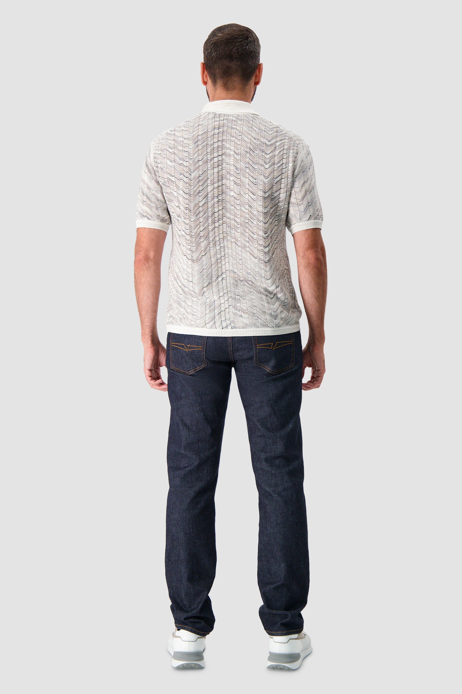 Missoni Beige Knit Chevron Short Sleeve Polo