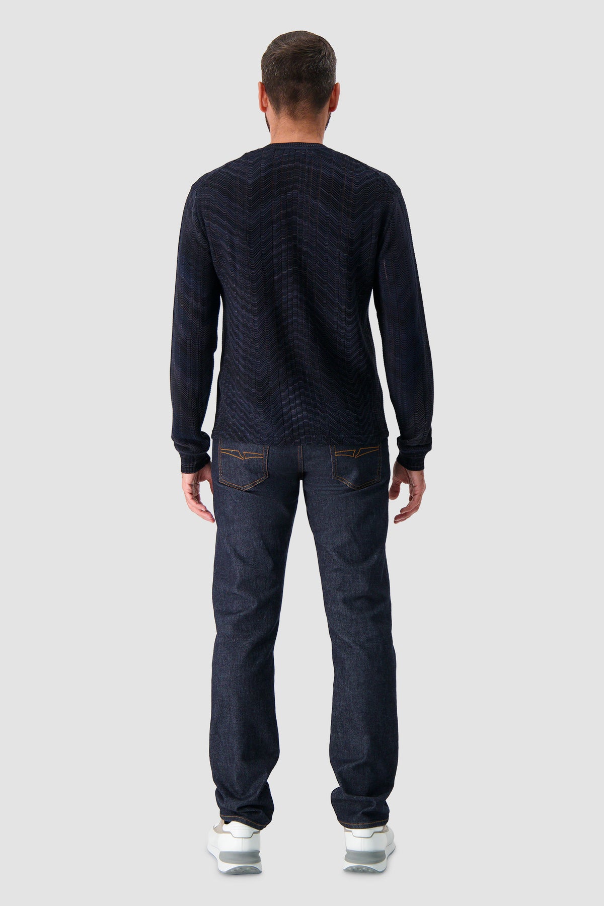 Missoni Navy Knit Chevron Stich Long Sleeve Sweater