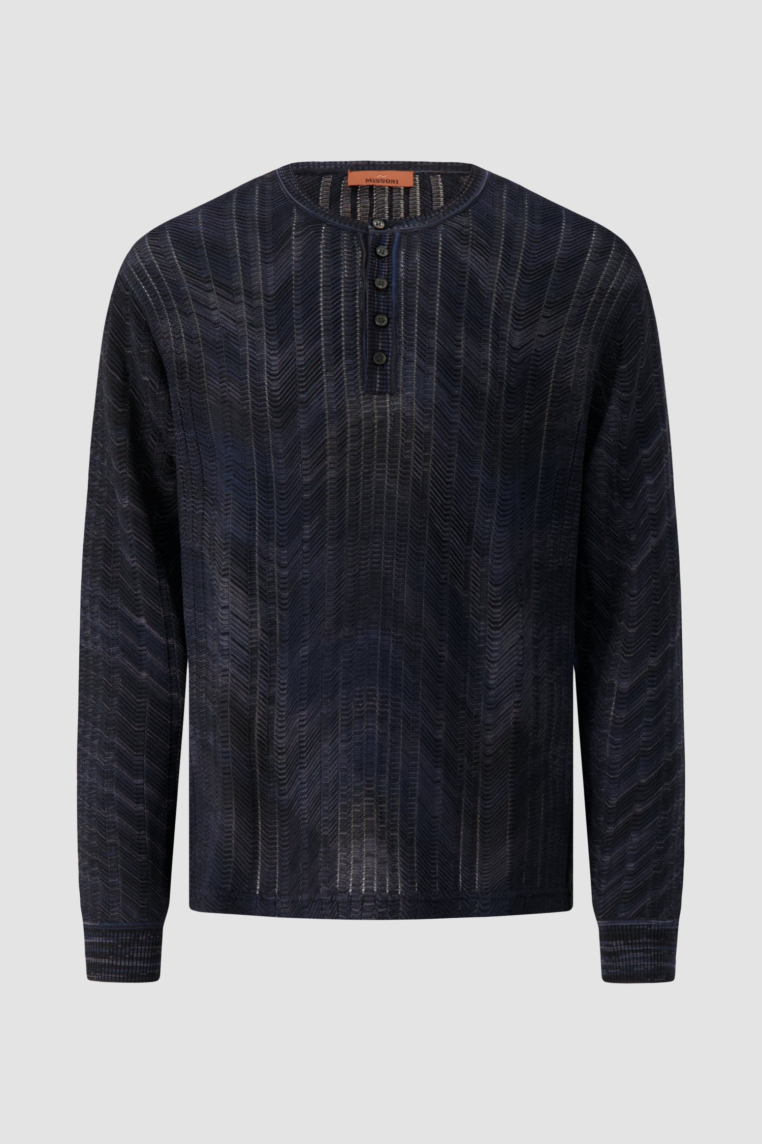 Missoni Navy Knit Chevron Stich Long Sleeve Sweater