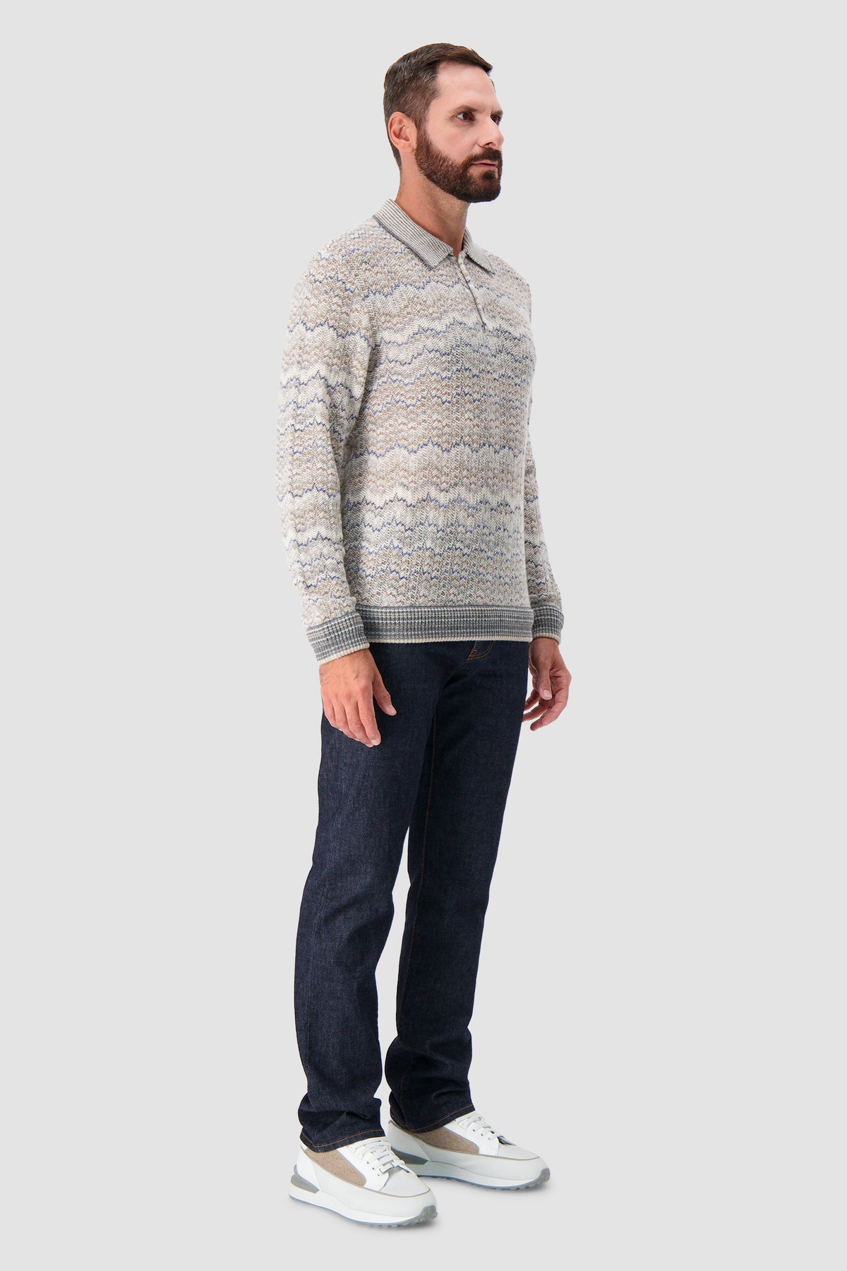 Missoni Ivory Cashmere Long Sleeve Polo Sweater
