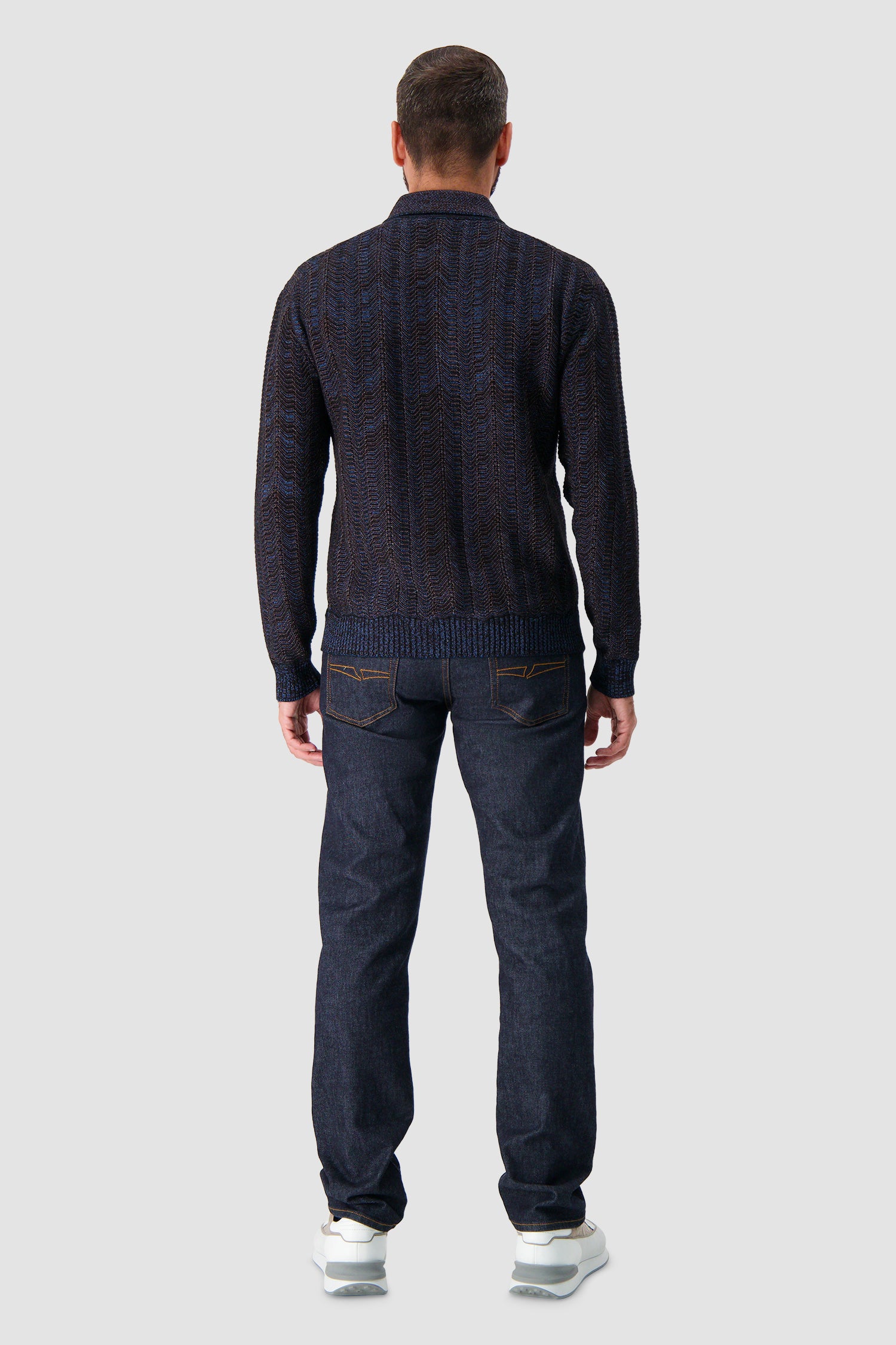 Missoni Navy Knit Long Sleeve Polo