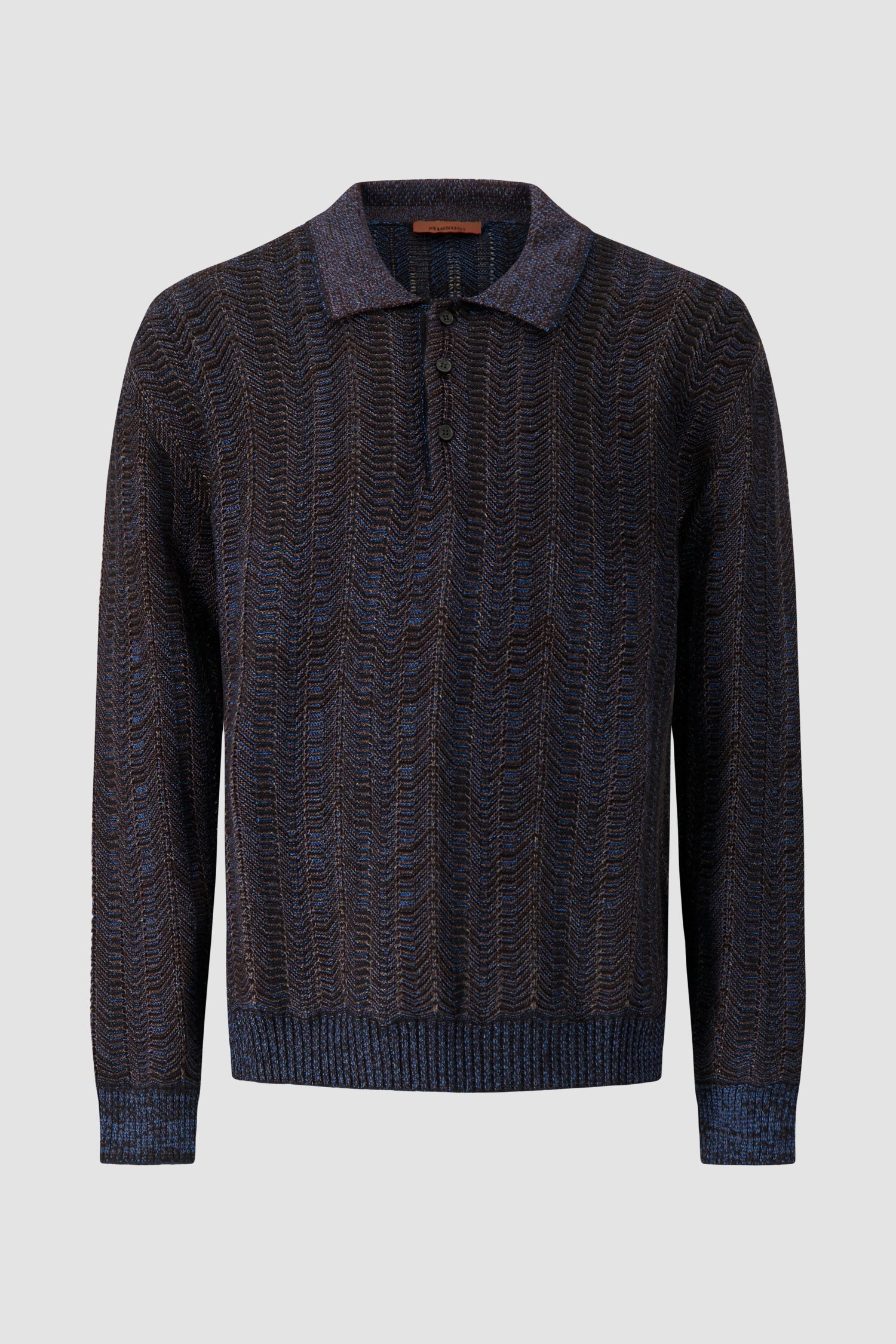 Missoni Navy Knit Long Sleeve Polo