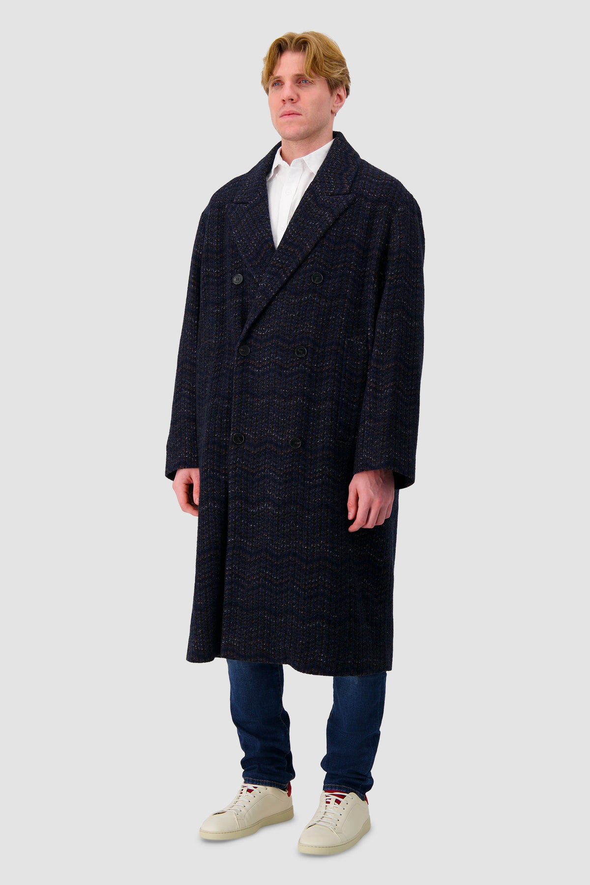 Missoni Navy Cashmere Double Breasted Coat