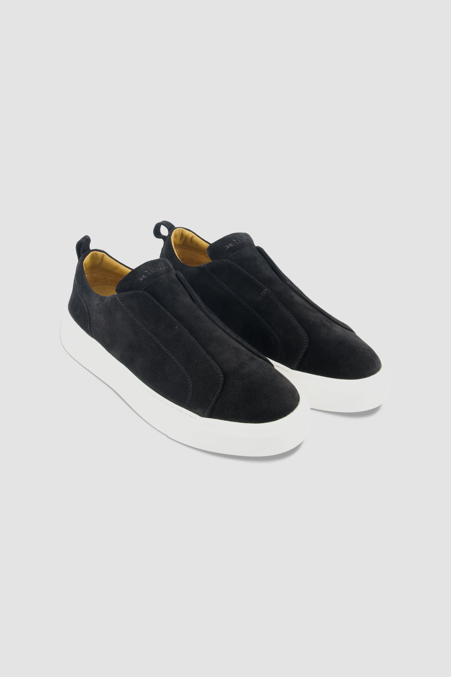 Kiton Black Suede Slip-On Sneakers