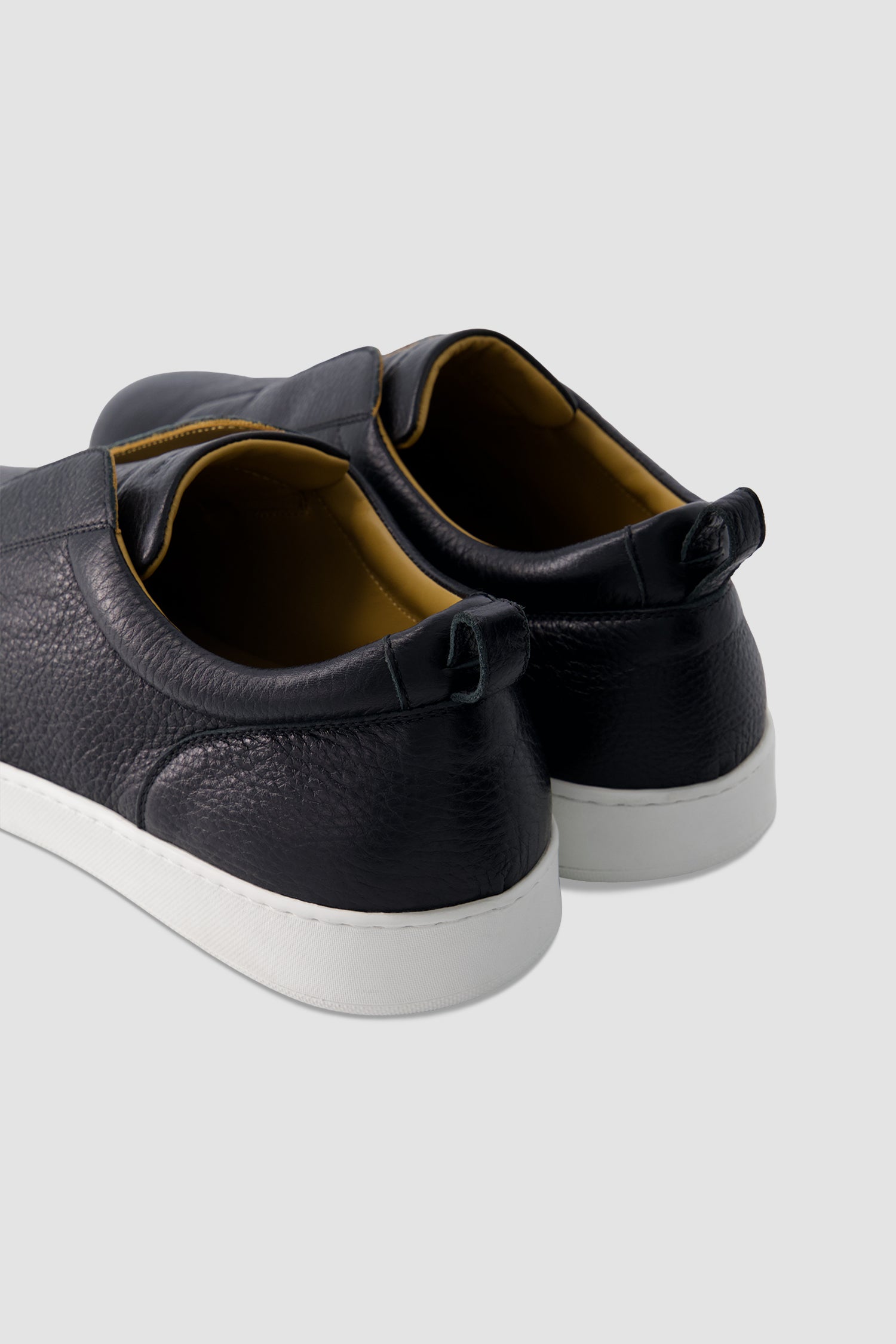 Kiton Black Leather Slip-on Sneakers