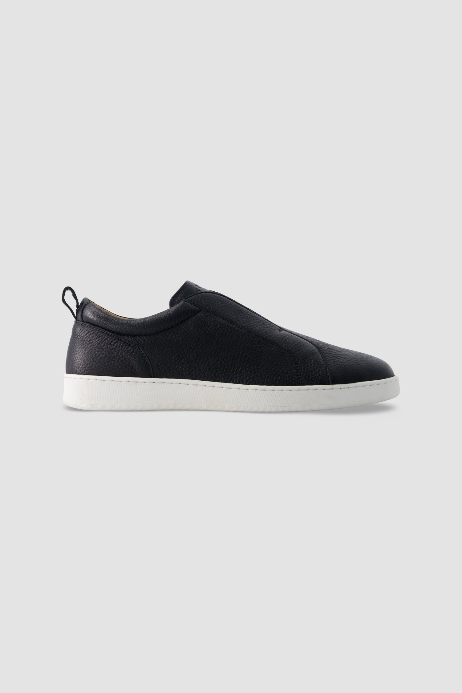 Kiton Black Leather Slip-on Sneakers