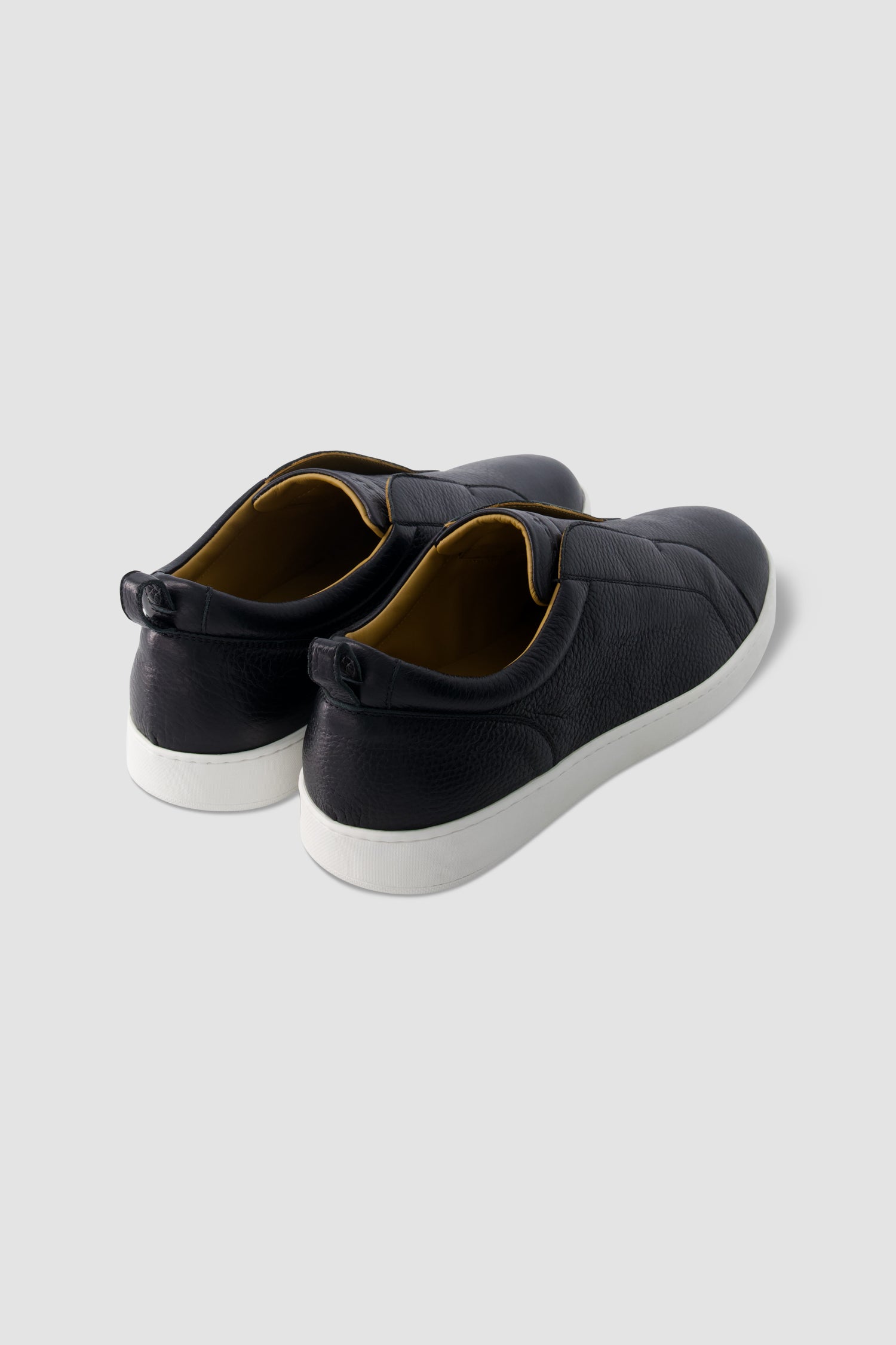 Kiton Black Leather Slip-on Sneakers