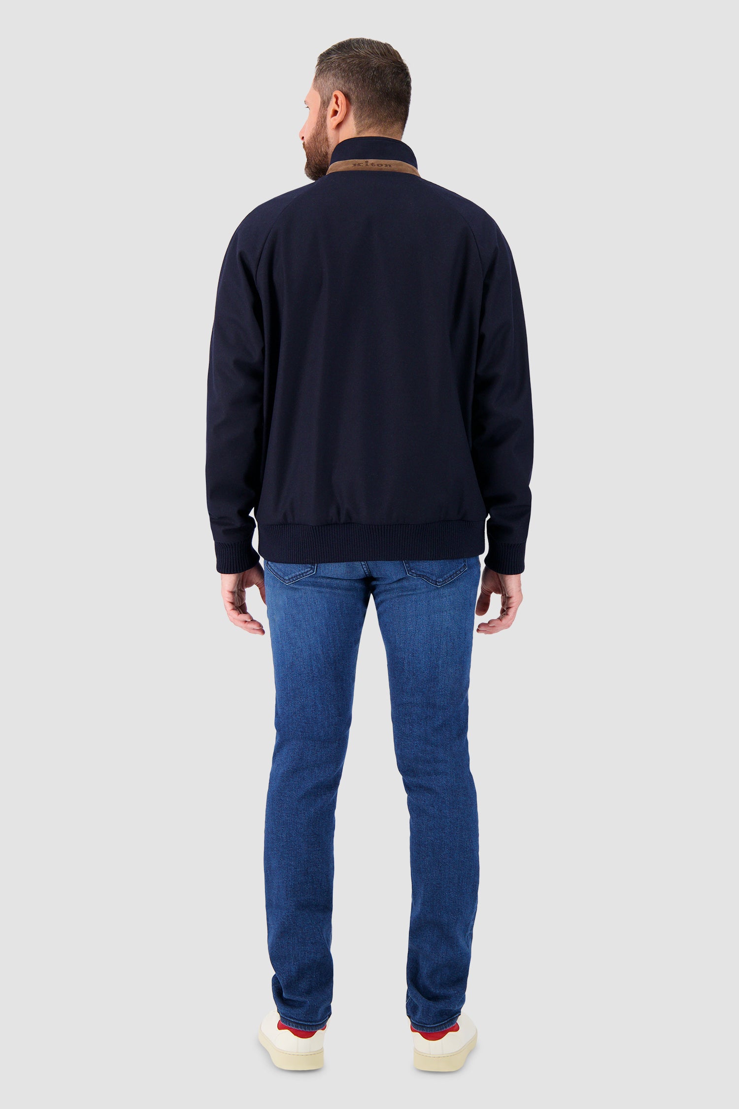 Kiton Navy Zip-Front Bomber Jacket