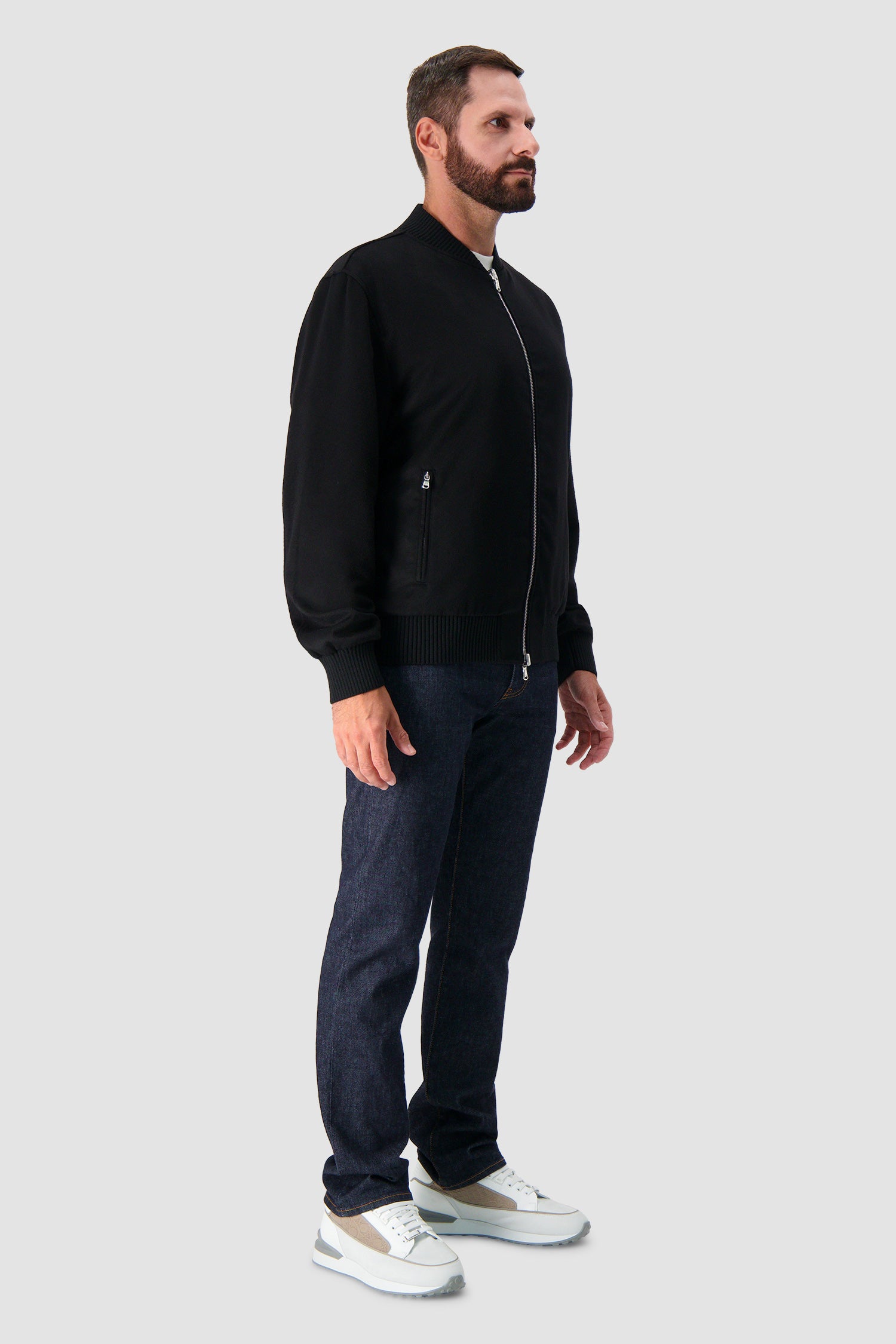 Barba Napoli Black Cashmere Bomber Jacket