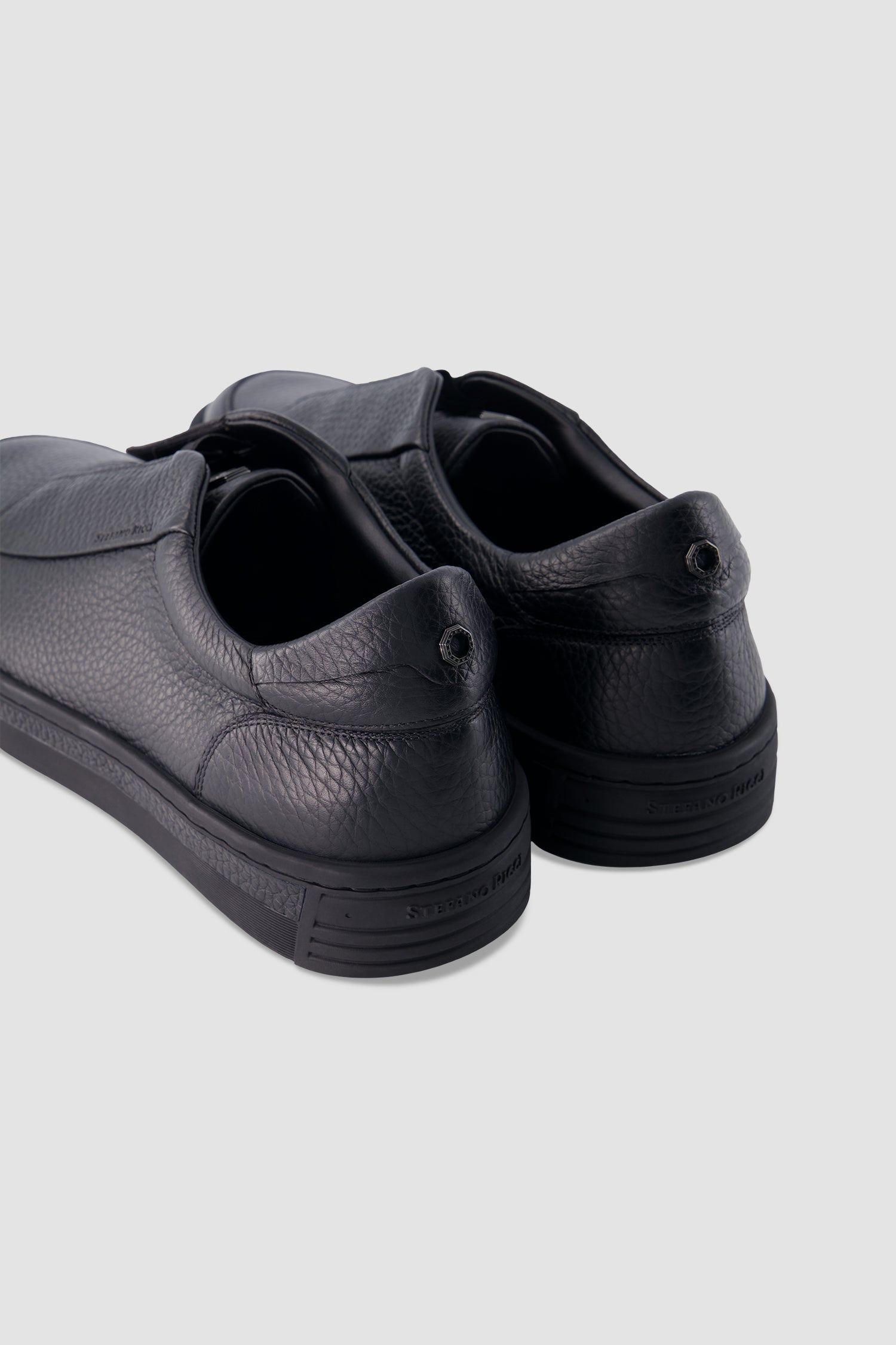 Stefano Ricci Black Pebbled Leather Sneakers