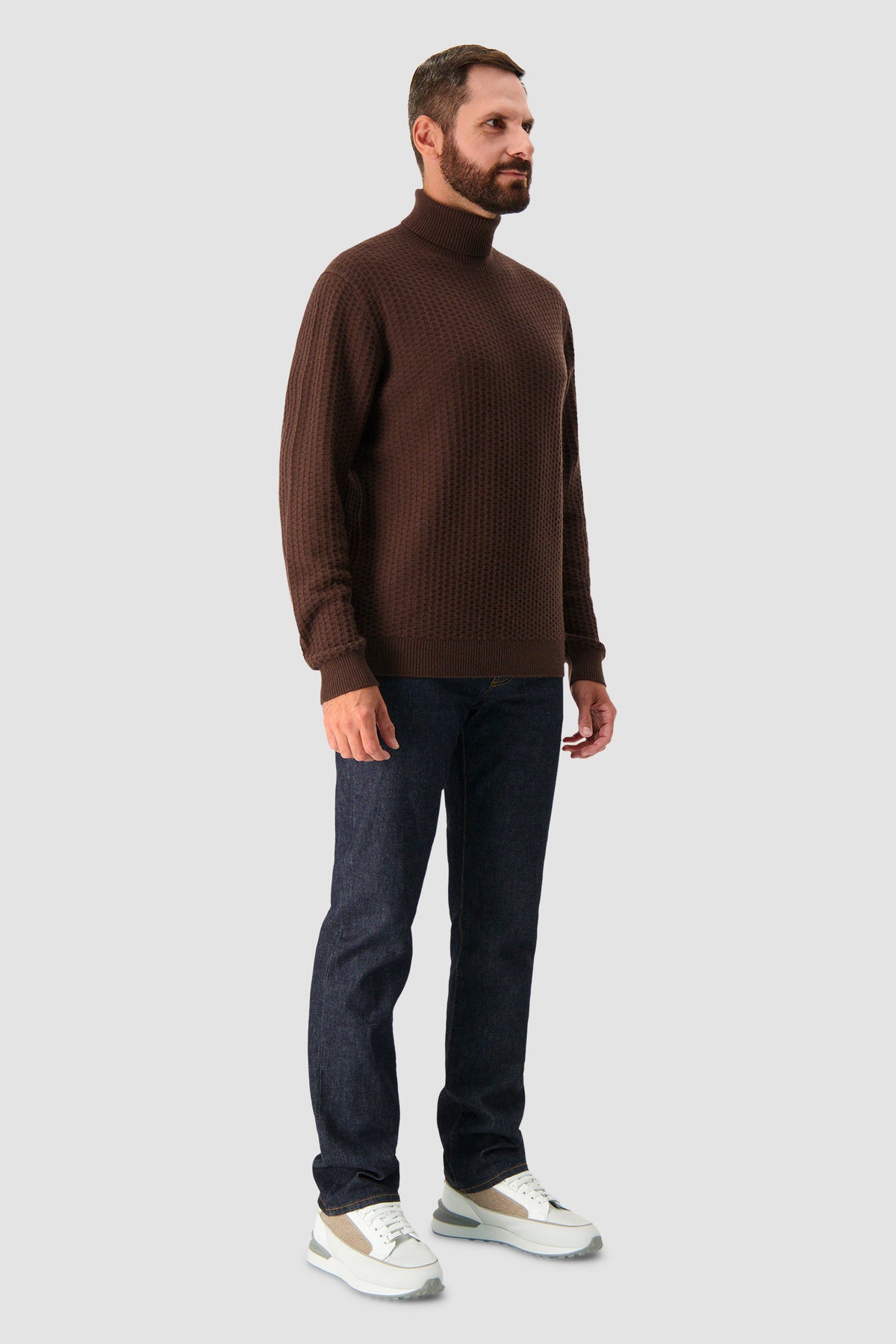 Pashmere Brown Baby Cashmere Turtle Neck Sweater
